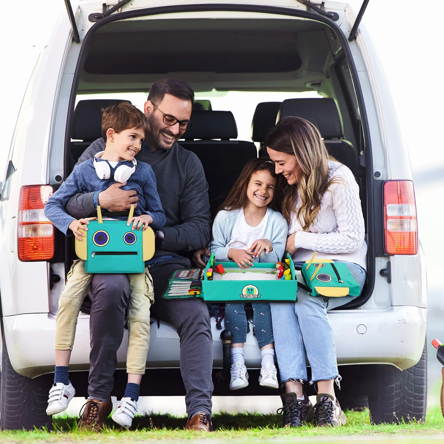 COOLJOY Mesa Coche Niños Bandeja Viaje Impermeable Plegable con Papeles Dibujo Educativo