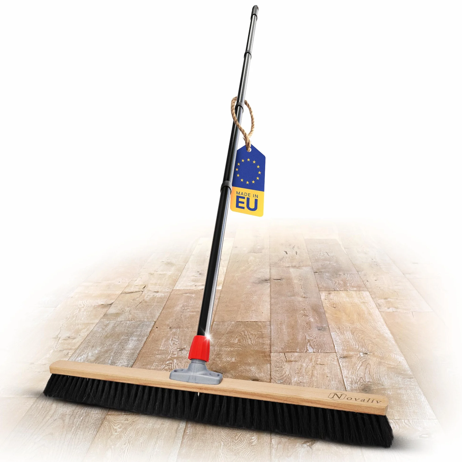 Novaliv Escoba grande de 80 cm con mango – Ideal como escoba de taller, escoba de casa y escoba con cerdas sintéticas