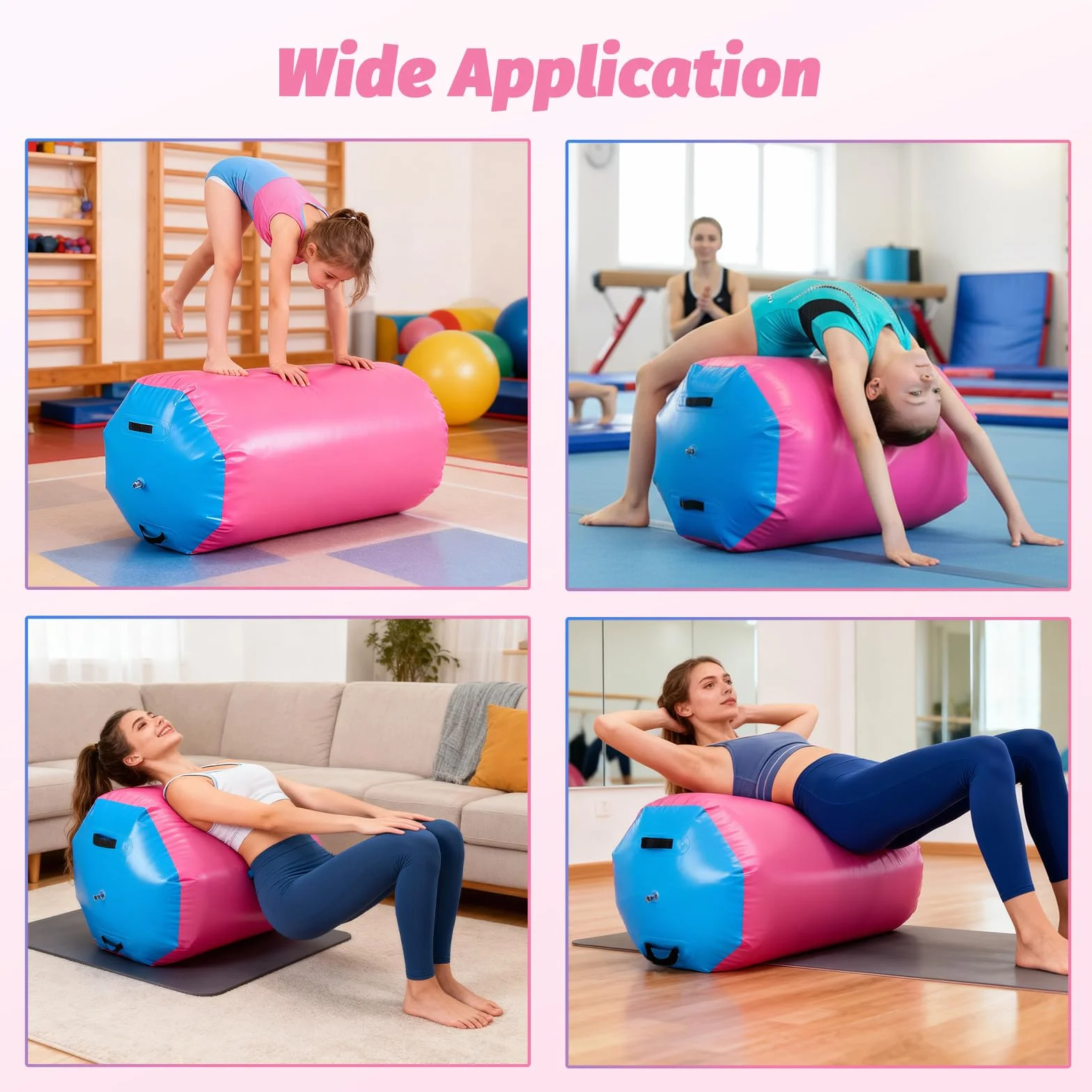 Air Roll Inflable Rodillo de Aire para Gimnasia con Bomba