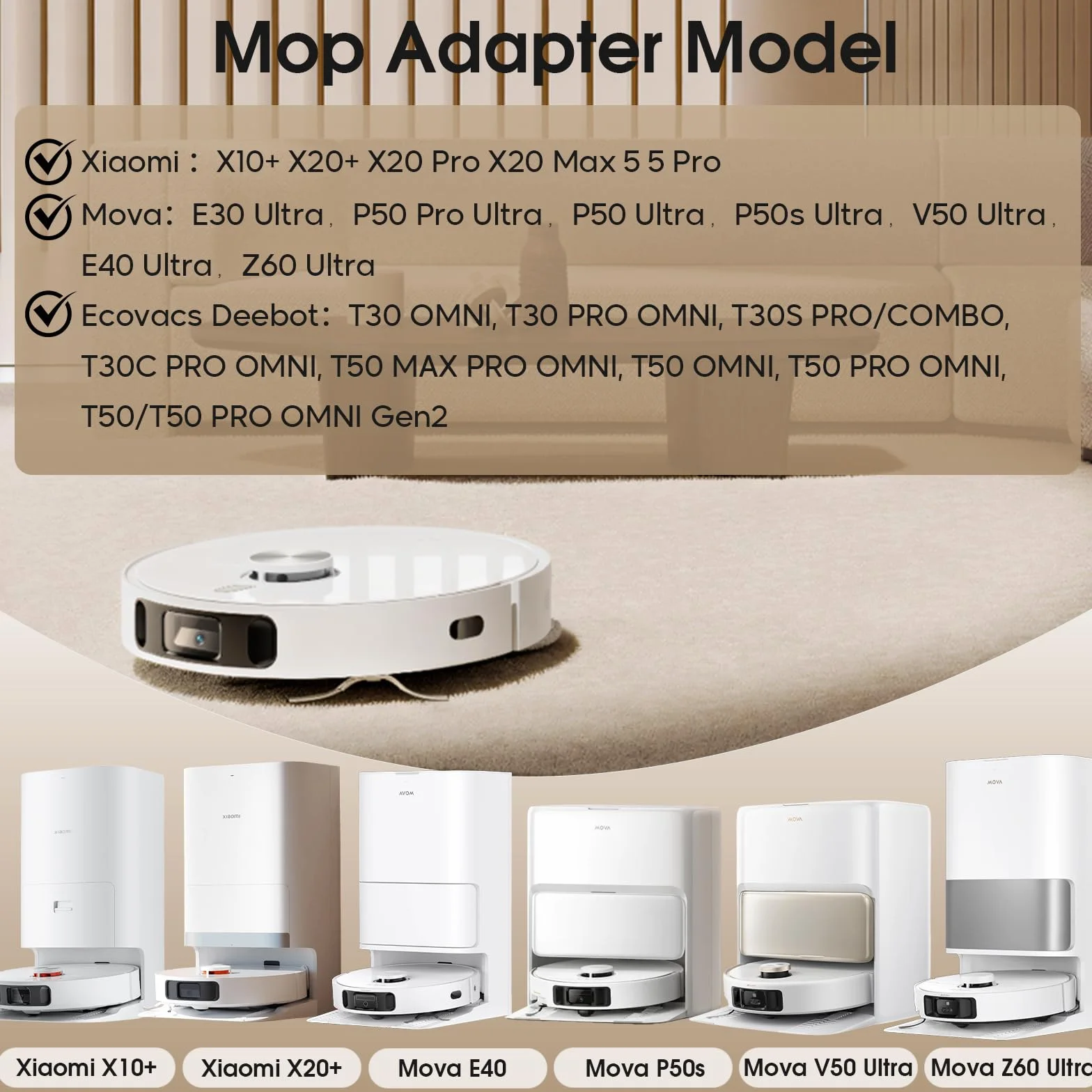 10 Piezas de Paños de Limpieza Compatibles con Robots Aspiradores Dreame L10s Ultra/L10s Pro Ultra Heat/L10 Ultra/L10 Prime/L20 UltraX40 Ultra Complete/Xiaomi X10+X20+/Mova E30E40P50V50 UltraZ60 Ultra