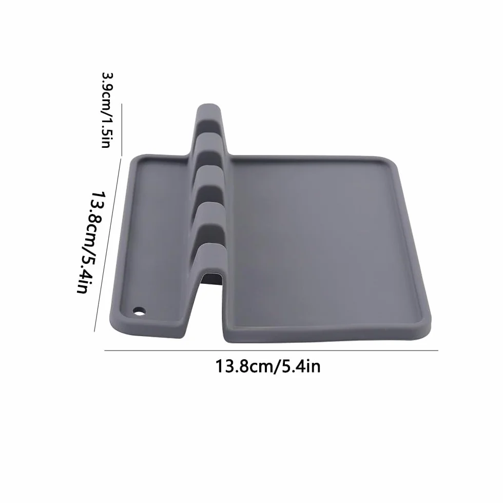 Soporte de silicona para utensilios de cocina, para cucharón, espátula, pinzas, tenedor, resistente al calor, sin BPA, gris, paquete de 1