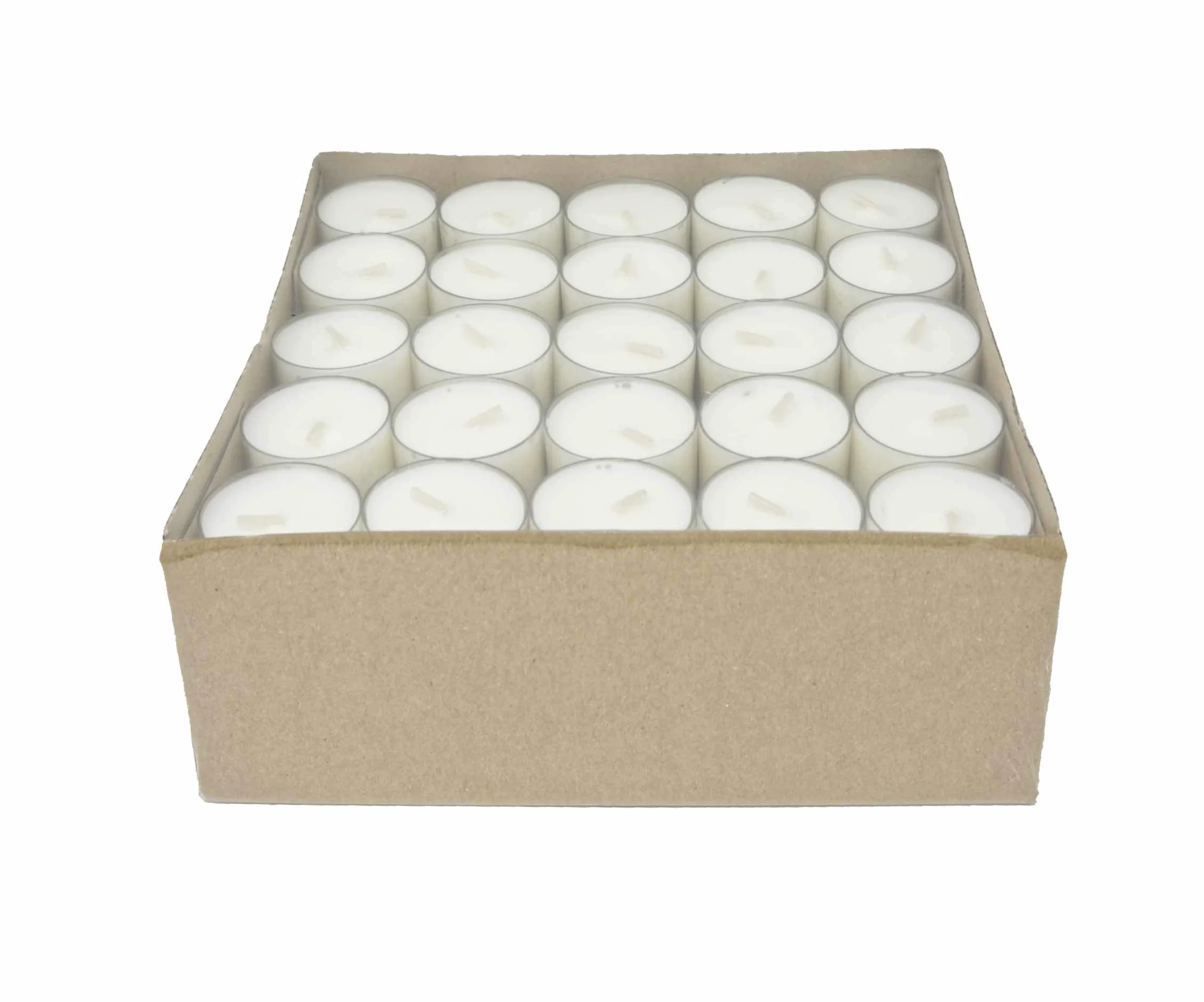 Velas de té naturales sin perfume hechas de velas de cera de soja con 4 u 7-8 horas de tiempo de combustión Candlelitas Sin parafina en un vaso transparente reciclable