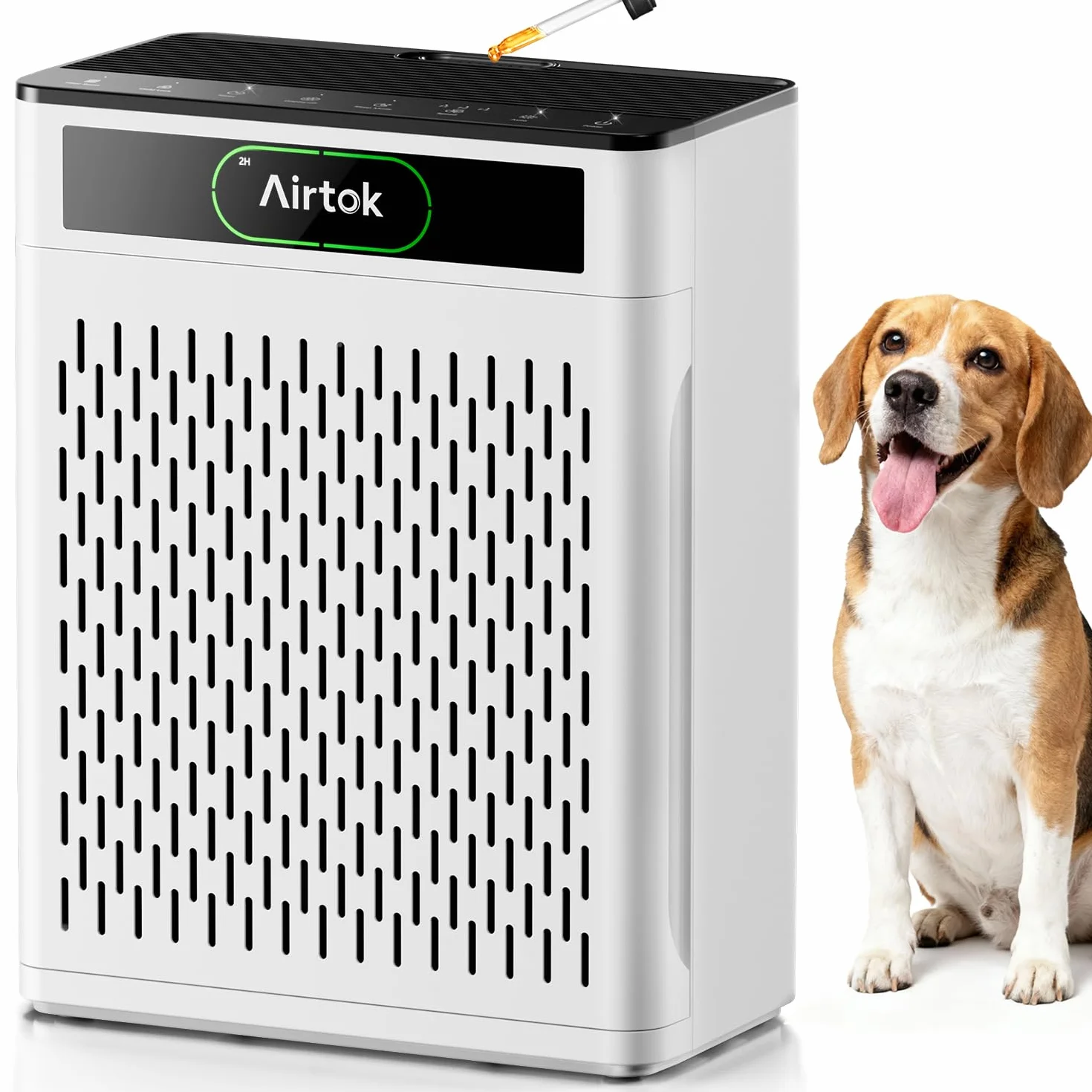 AIRTOK Purificador de Aire, Cubre Hasta 170m², Filtro HEPA Para Alergias, Humo, Caspa De Mascotas y Olores, con Filtro lavable, Modo de sueño, Monitor de calidad de aire PM 2.5, Aromaterapia