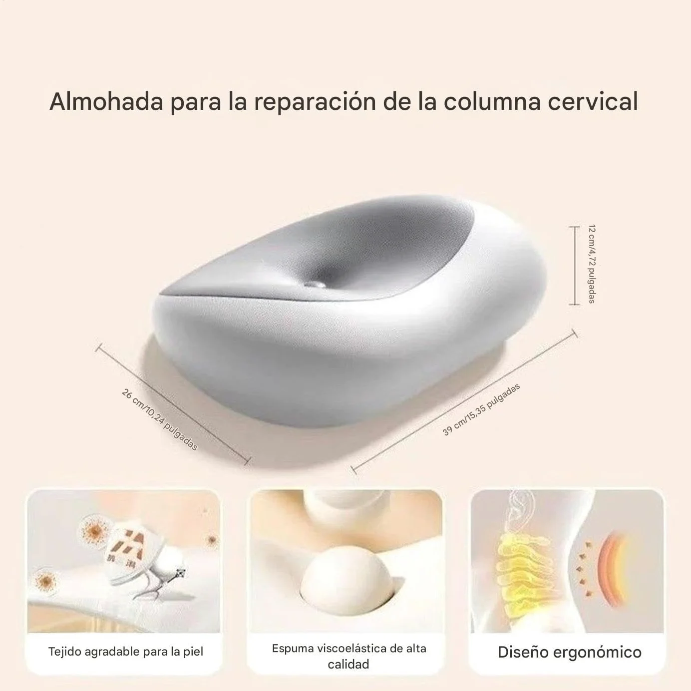 Genérico Almohada Cervical De Cuello para Dormir Transpirables Ortopédicos | Almohada De Cama Ergonómica Viscoelástica Para Hombro Cojín Cama Unisex Abajo Hogar Viaje