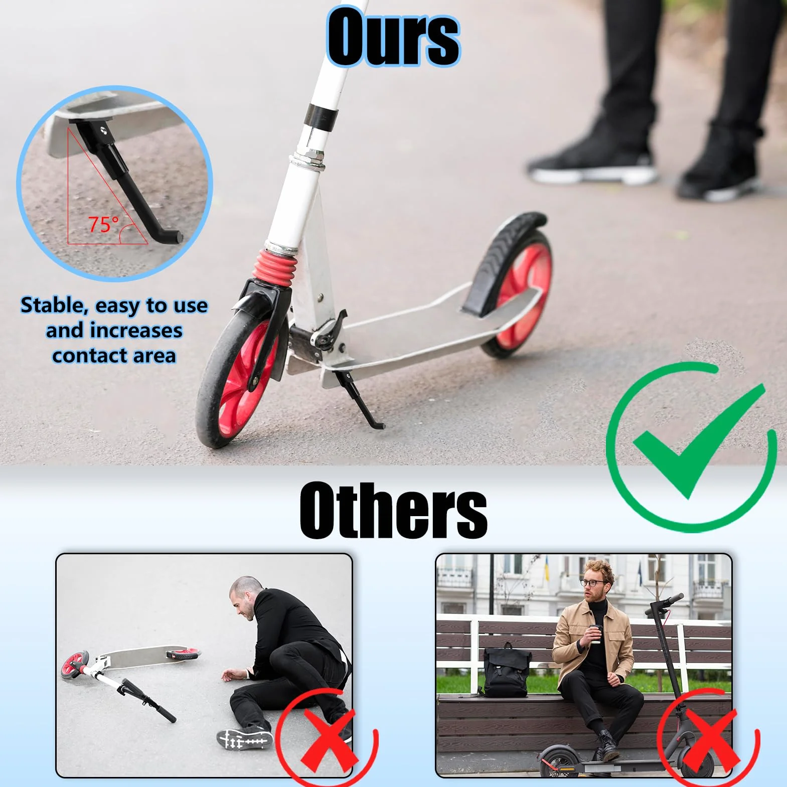 Xiaomi M365/Pro 2/1S/Scooter 3 Soporte Lateral para Scooter Eléctrico, Negro