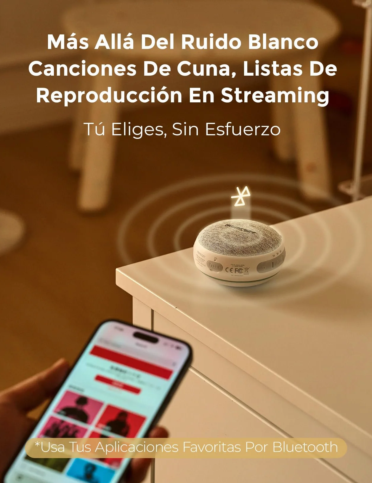 Momcozy Maquina Ruido Blanco Bebe con 20 Sonidos Relajantes, Luz Nocturna, Temporizador