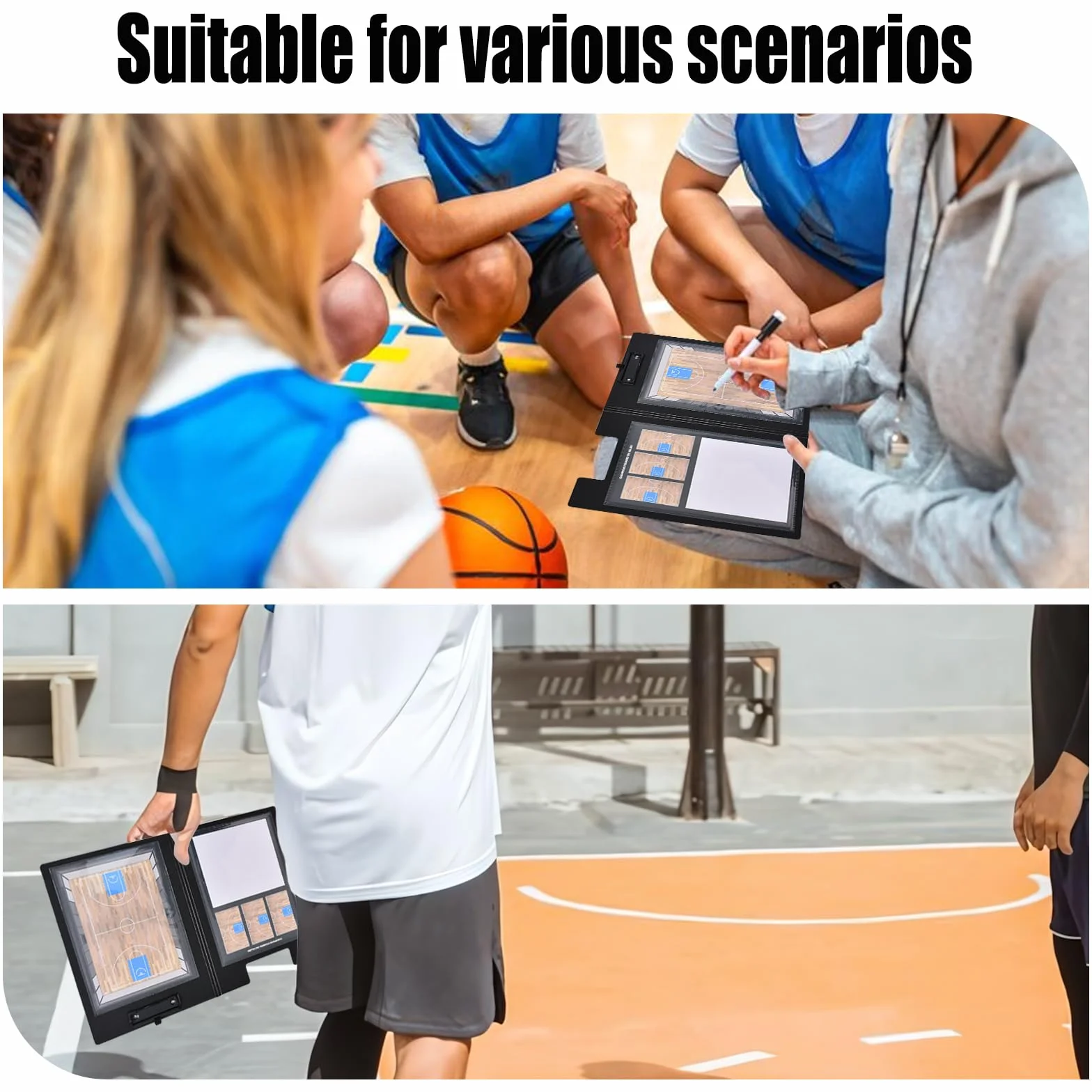 Pizarra para entrenadores de baloncesto con diagrama de cancha preimpreso portapapeles doble cara