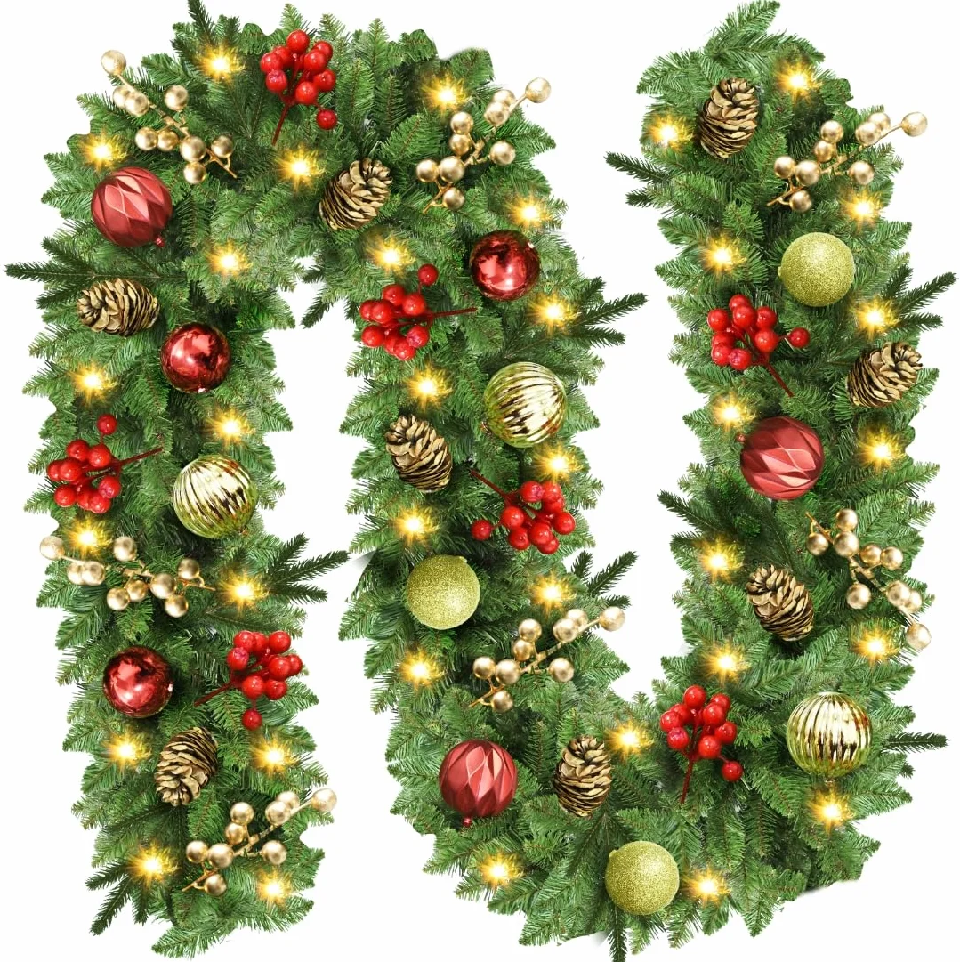 Guirnalda Navidad, 2,7m 30LED Guirnaldas Navideñas con Luces, Navidad Decoración, Adornos Navideños, Decoracion para Exterior, Escaleras, Chimenea, Puerta de Entrada Patio y Jardín