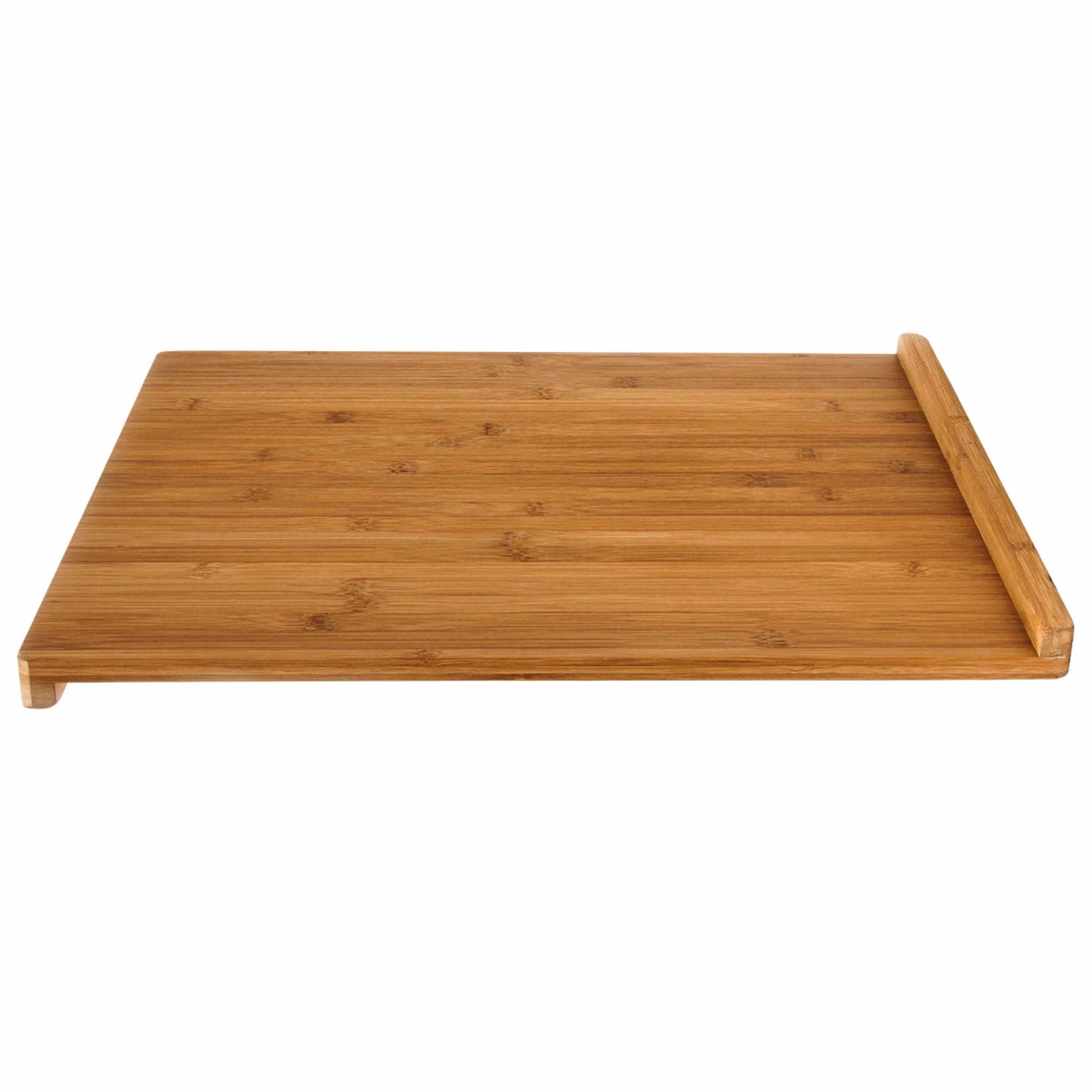 Relaxdays Tabla de Cortar bambú, 2,5 x 38 x 45 cm, Bandeja Corte Carne, Borde Elevado Doble, Reversible, Marrón Natural