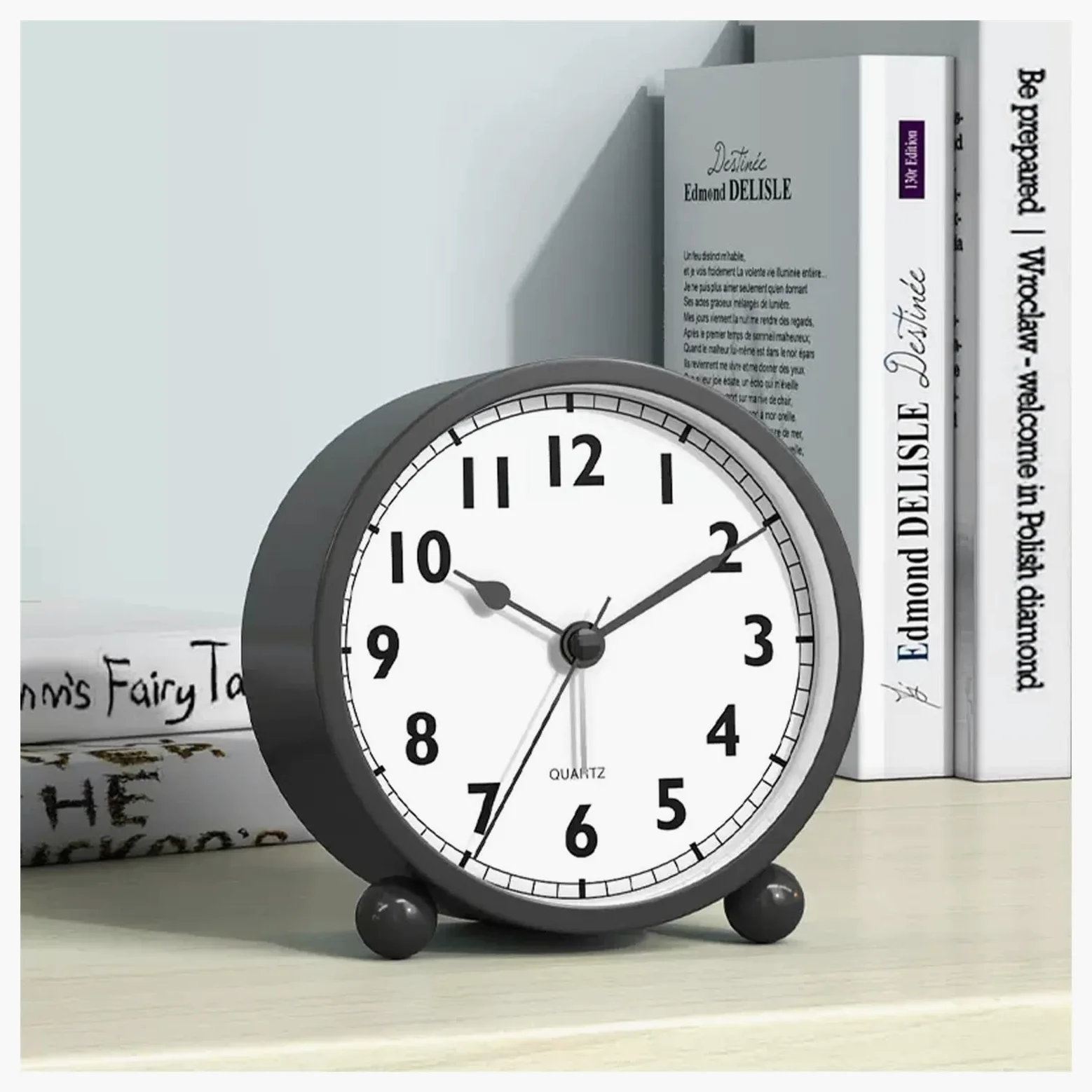 Despertador, Despertadores analógicos, pequeños, con luz Nocturna y Pilas(Black,4.33inch)