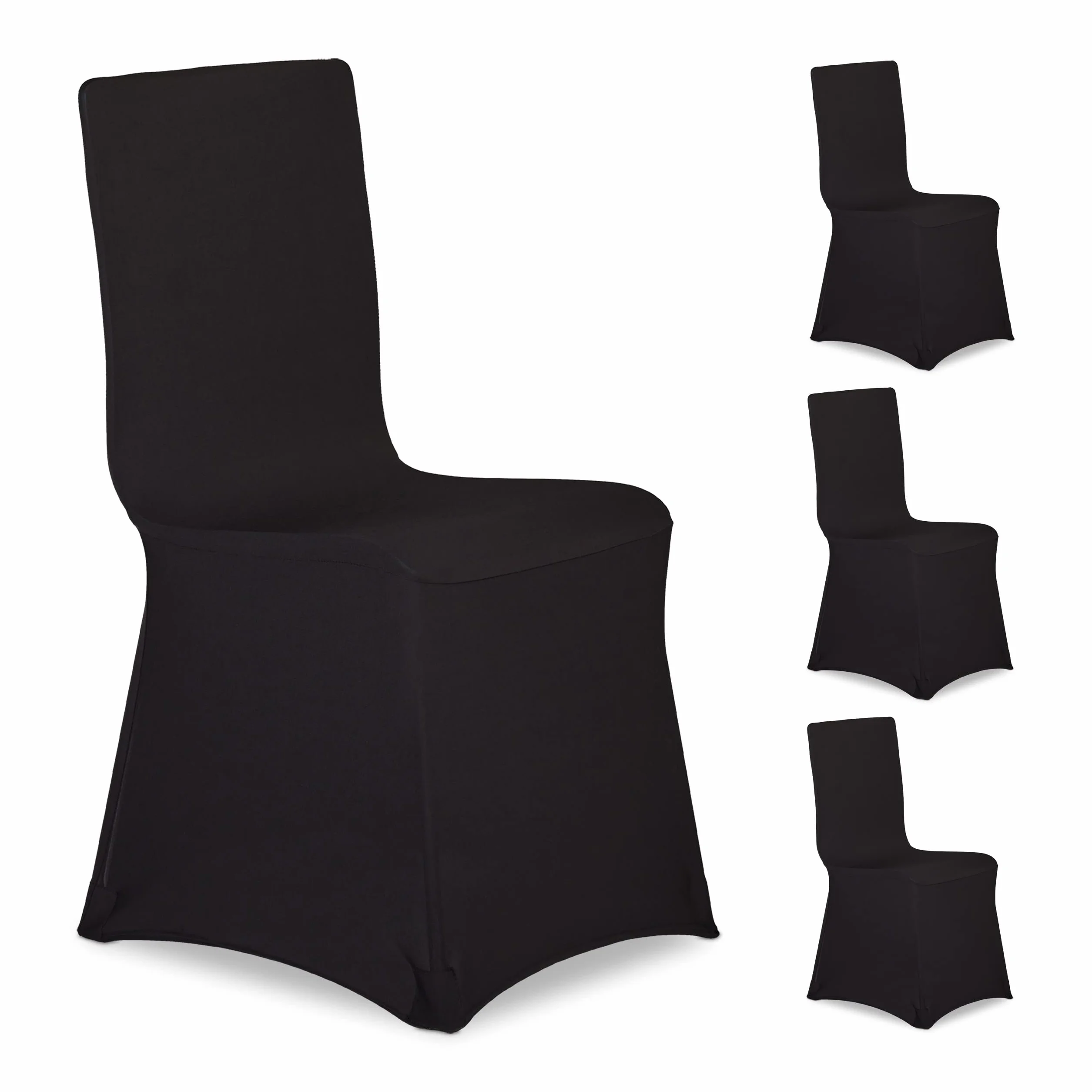 Relaxdays Set 20 Fundas Sillas, Forros Elásticos Asientos, sin Reposabrazos, Decorativos, Bodas, Eventos, Negro