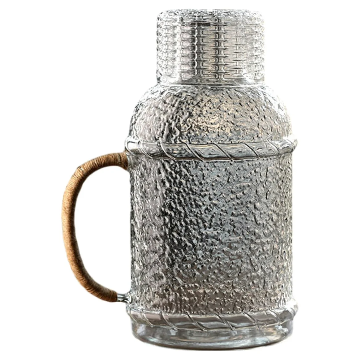 Abaodam Jarra de Agua Fría Hogar 2.0l, Resistente al Calor, Vidrio Texturizado, Tapa, Adecuado para Fiestas y Bebidas Refrescantes, Contenedor Duradero para Té Helado y Zumos