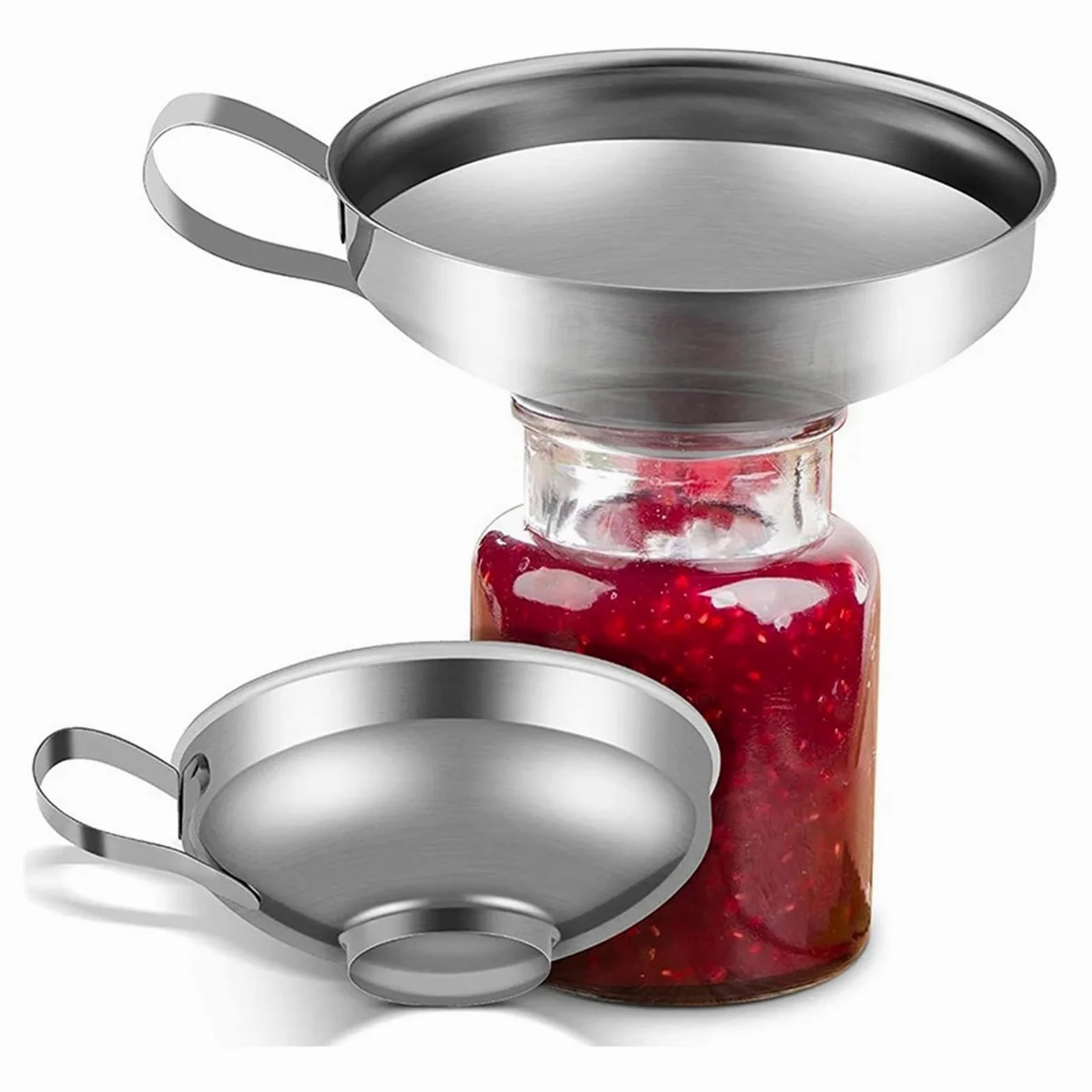 Embudos de Cocina, embudos pequeños de Metal, embudos de Boca Ancha de Acero Inoxidable de 2 tamaños for enlatar, embudos for líquidos, filtros de tolva, Utensilios de Cocina, etc.(S 10.5 cm)