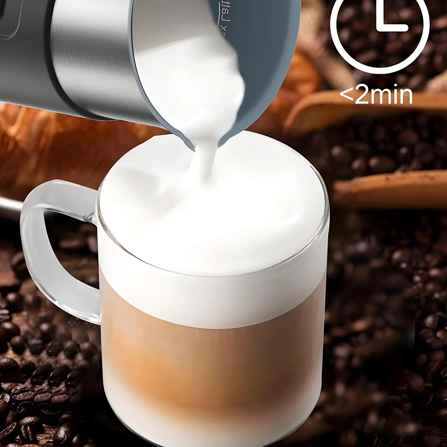 Calentador De Leche, Vaporizador De Leche 4-in-1electric Y Frother, Fabricante Automático De Espuma Fría De Acero Inoxidable, Viernes De Leche para Chocolate Caliente, Café con Leche, Capuchino
