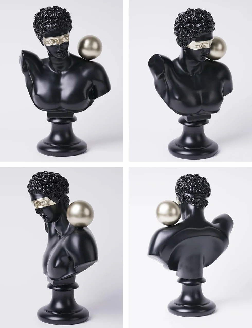 Busto Griego Figura Abstracta Escultura Estatua Moderna Decoración Interior Hogar Regalo para Parejas Amigos Amantes Negro 35cm