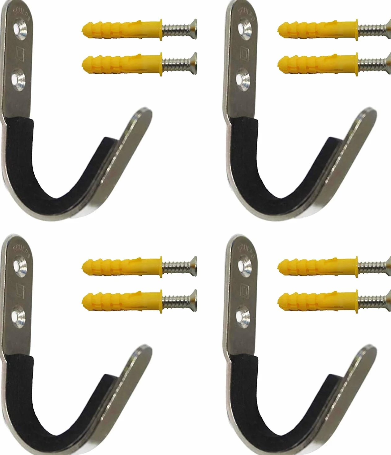 Soporte de pared para espada, 4 unidades, con tiras de fieltro, metal