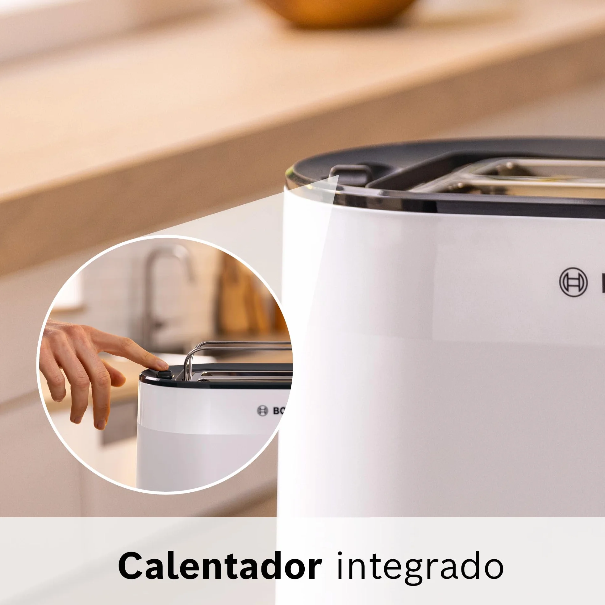 Bosch - Tostadora, MyMoment, 2 ranuras, Recalienta, Descongela, High-lift, Blanco, TAT2M12