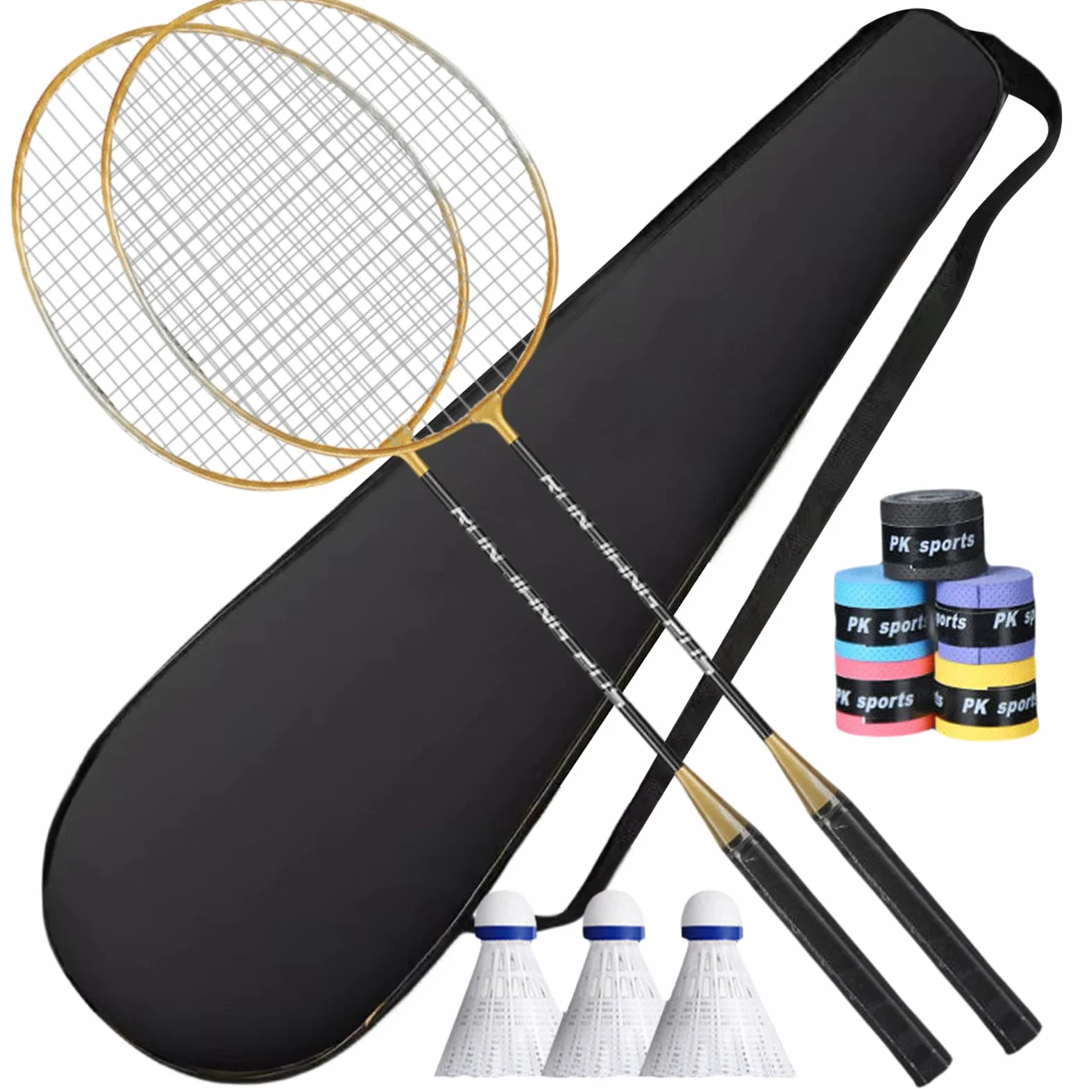 Juego de raquetas de bádminton para adultos, equipo ligero de bádminton para profesionales, absorbe el sudor