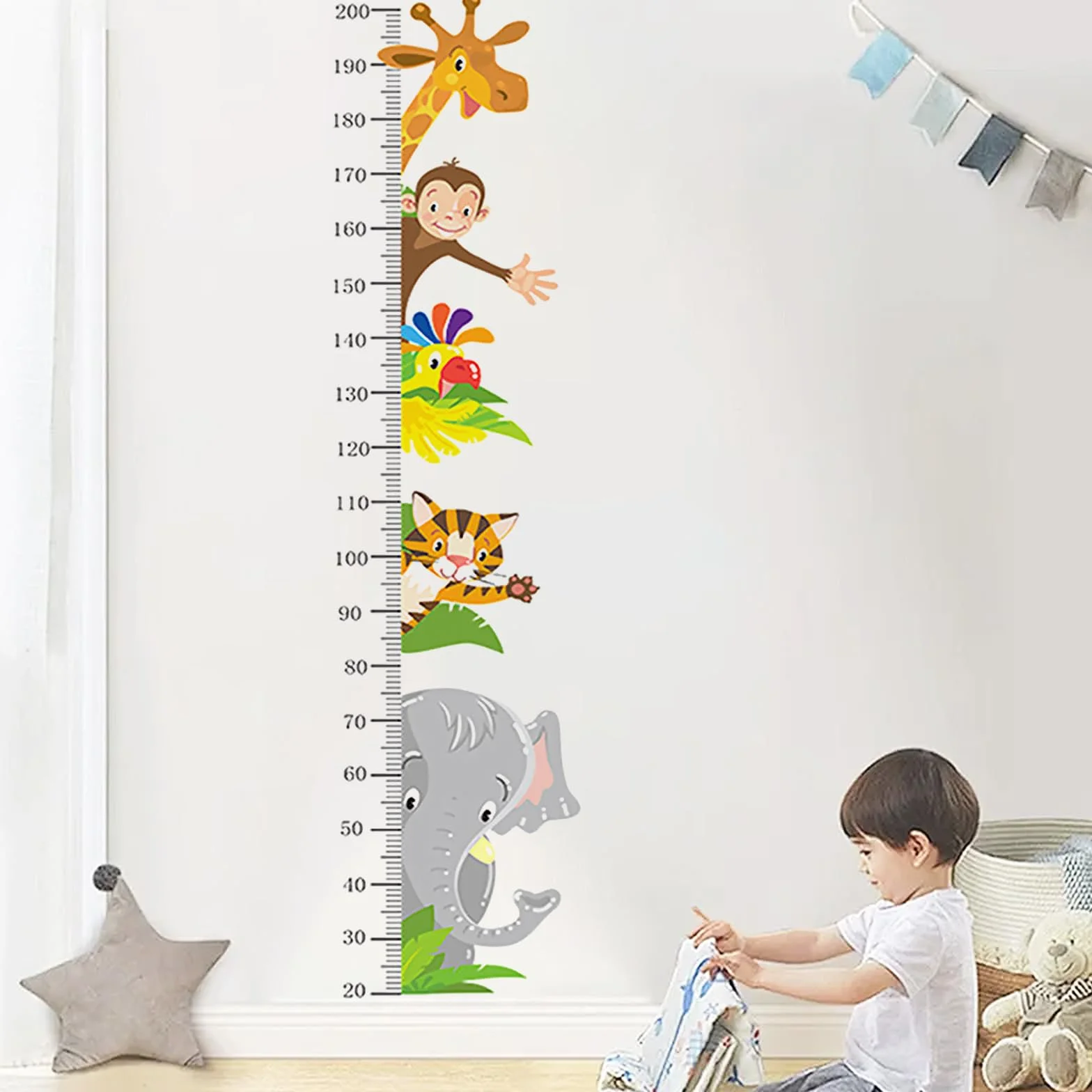 Graba de Pared para Niños 89 x 30 cm Medidor Altura Adhesivo Animales Impermeable
