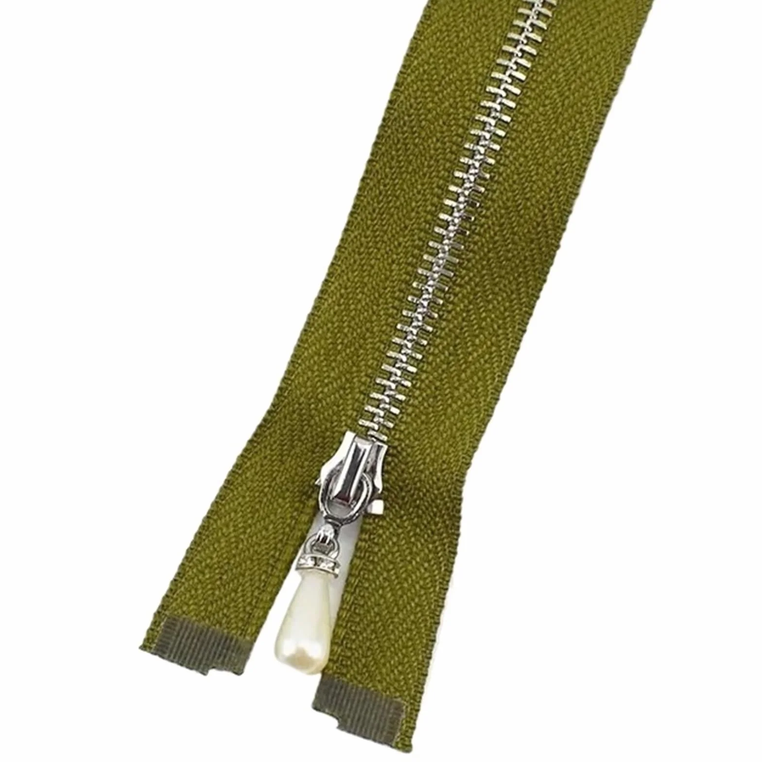 10/15 Uds 15-70cm 3# cremallera abierta y cerrada cierre automático deslizador de perlas doradas DIY bolso decoración vestido accesorio costura(S,OpenEnd-No3-50cm,15Pcs)