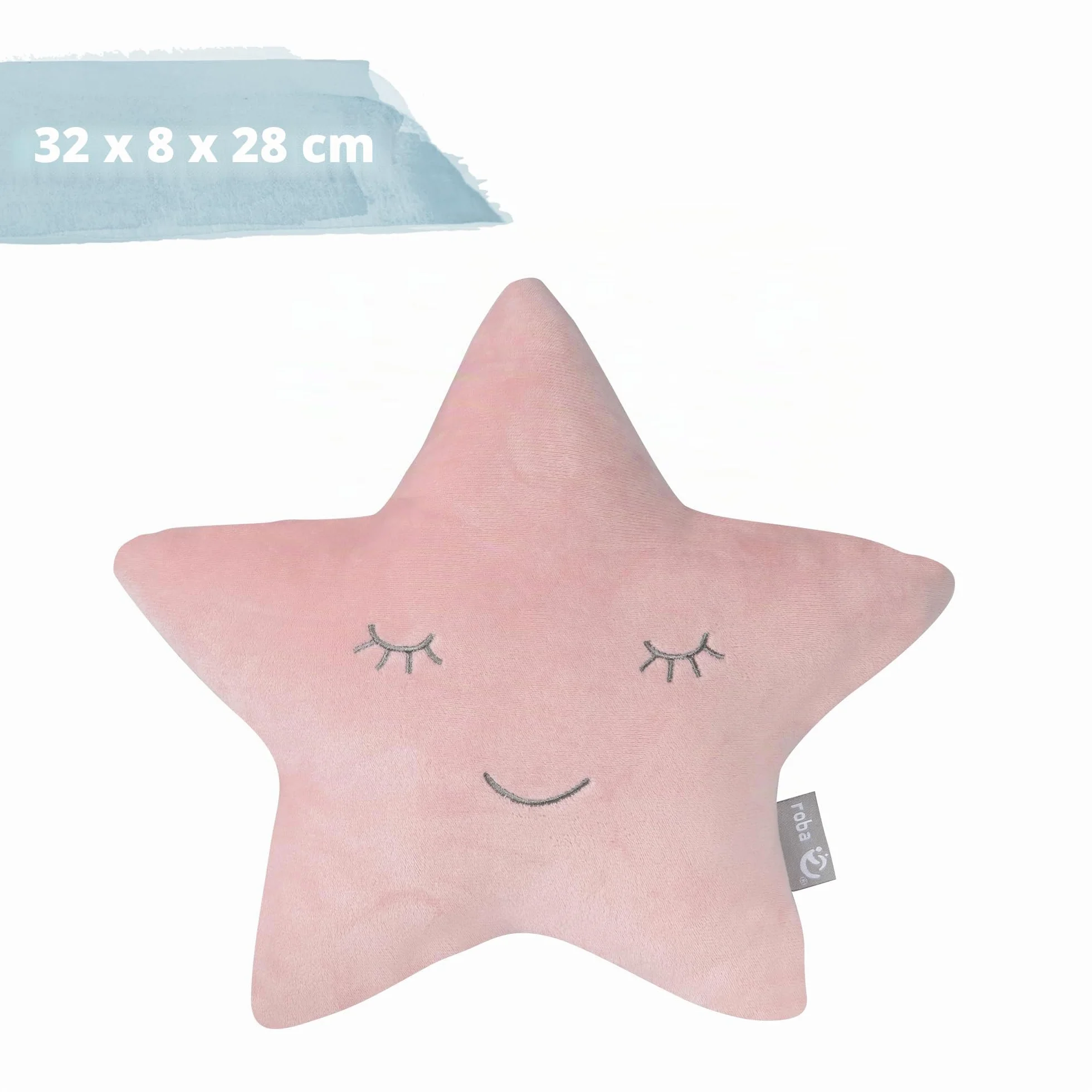 roba Cojín Decorativo en Forma de Estrella para Habitación Infantil - Cojín de Peluche - Cara Bordada - Rosa / Lila