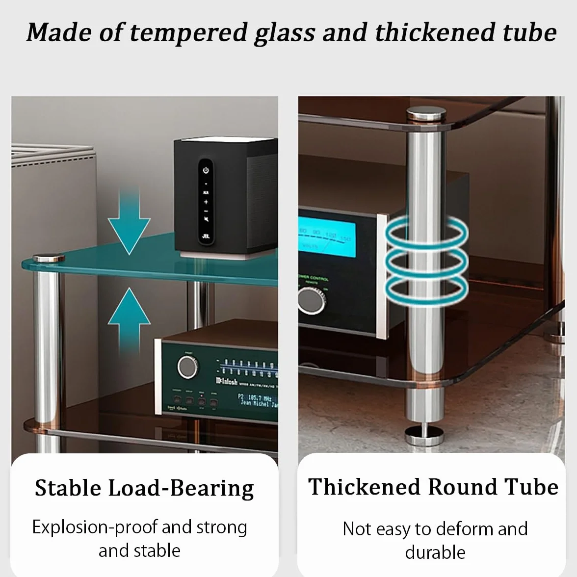 Mueble Equipo Hifi De Vidrio,Estante De Almacenamiento De Componentes Estéreo,Moderno Estante Almacenamiento Componentes Estéreo,Dormitorio Dvd Parlantes Estantes,Soporte Hifi(Transparent,1-layer)