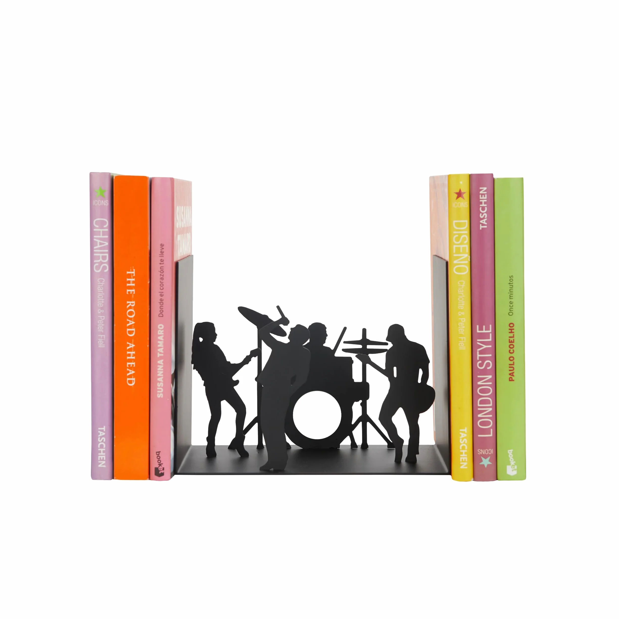Balvi Sujetalibros The Band Color Negro Una Banda de música llevada a un Soporte de Libros Metal
