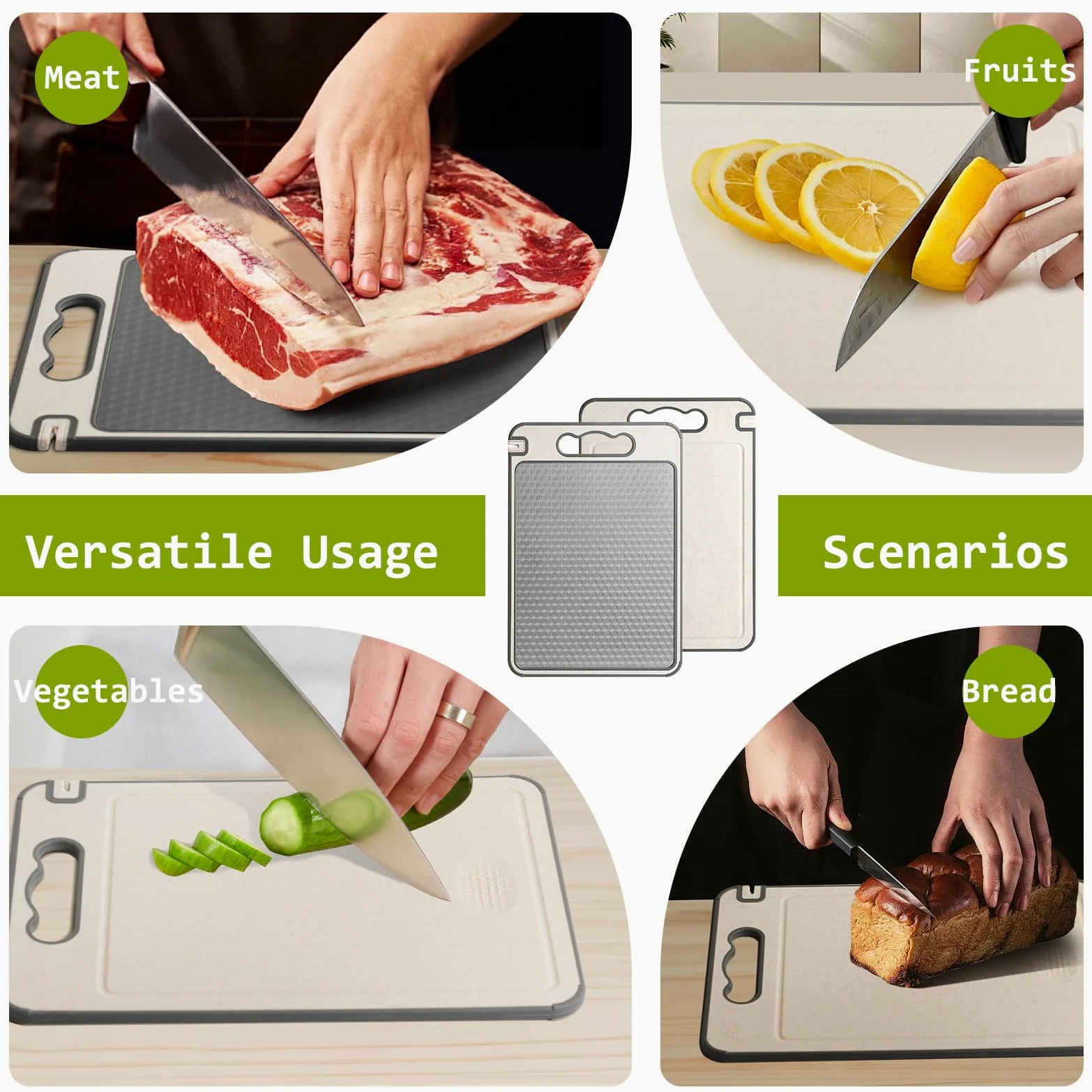Tabla de cortar de acero inoxidable para cocina, 3 en 1 de doble cara, antideslizante, resistente a los arañazos, diseño de malla con ranura de jugo, apto para lavavajillas, fácil de limpiar, tabla de