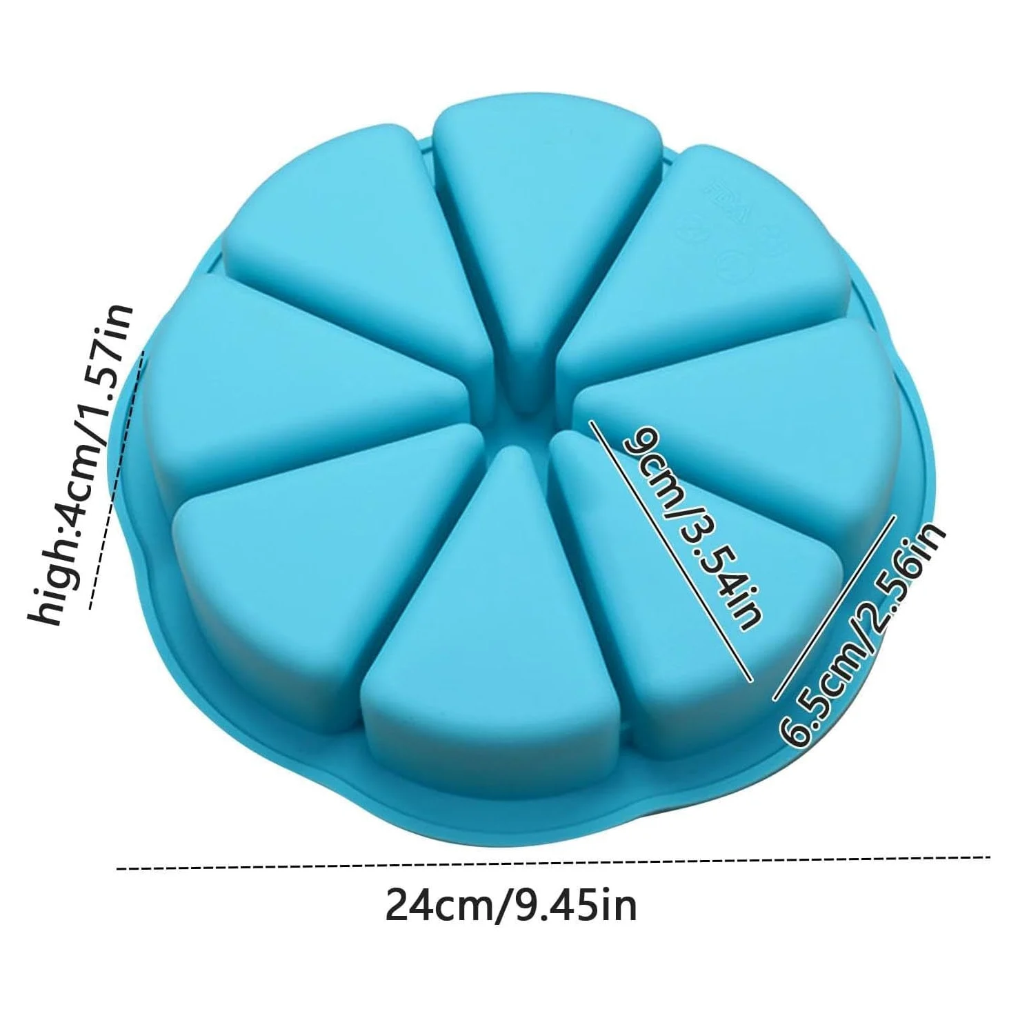 Molde de silicona para tartas de 8 cavidades, moldes de silicona para hornear, molde antiadherente para rebanadas de pizza, molde de silicona para tartas, molde triangular para pasteles, herramienta