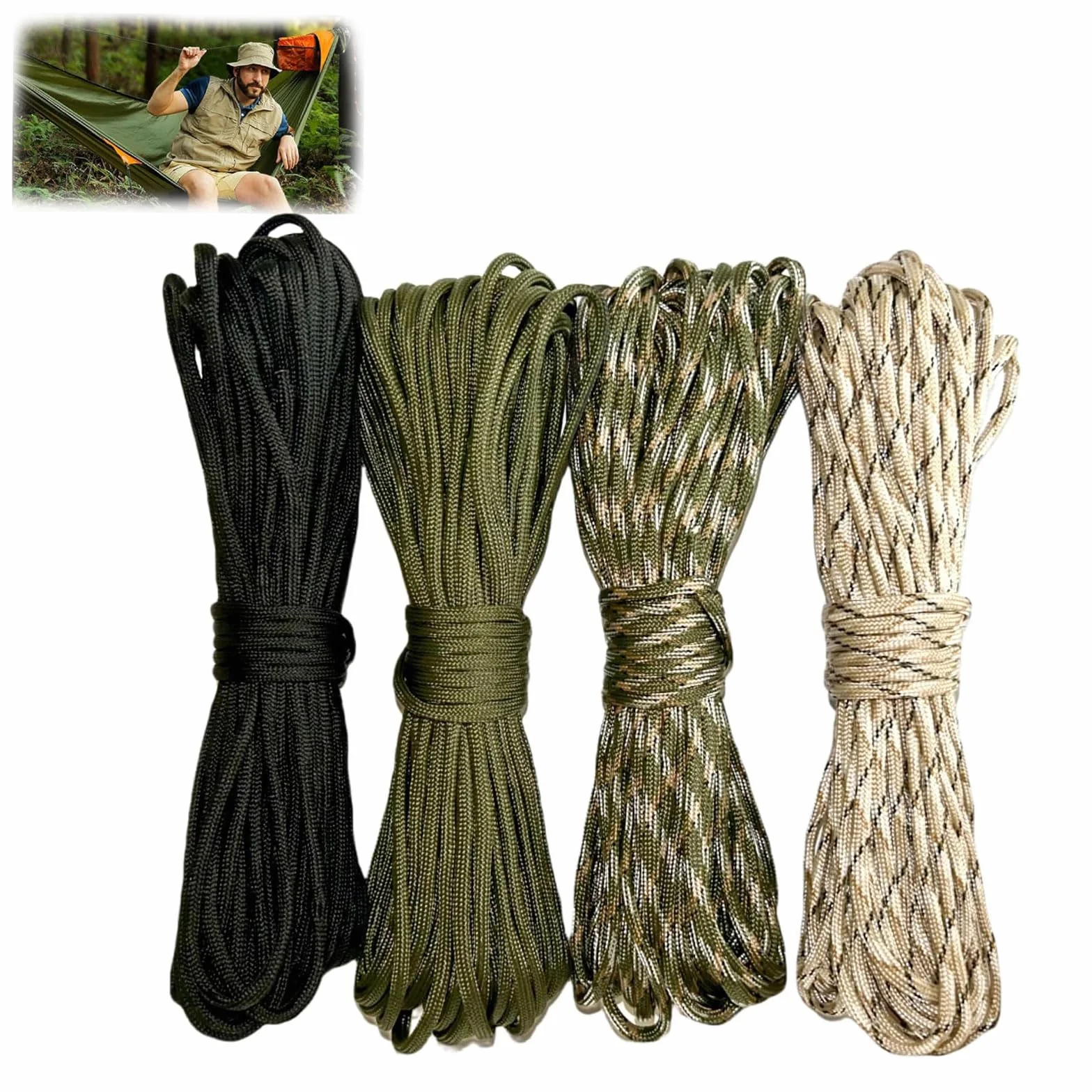 Paracord 4 mm 40 m Cuerda de Nailon 250 kg Camping Supervivencia