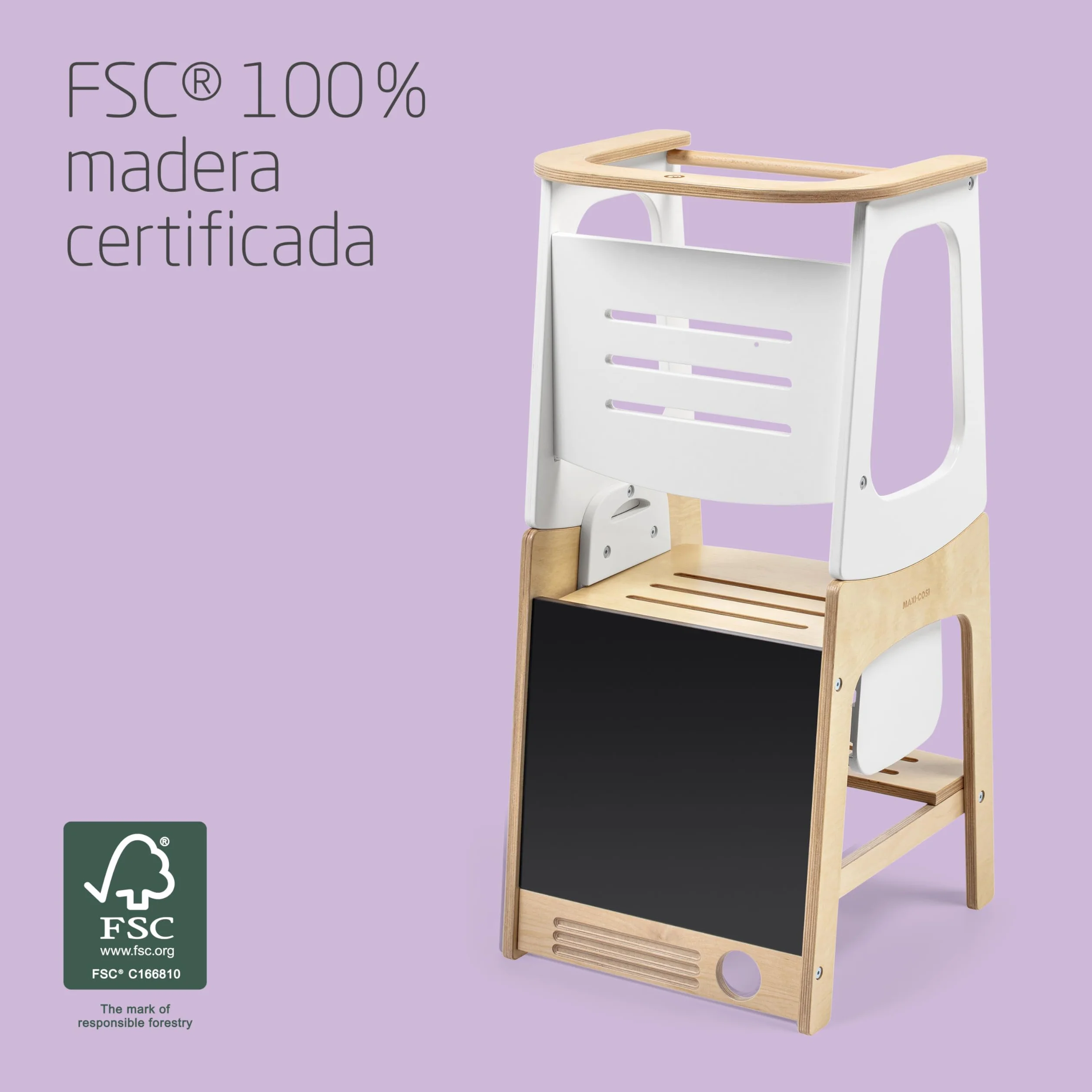 Maxi-Cosi Toucan 3 en 1 Torre Aprendizaje Madera Montessori 1,5-99 Años 10-150kg 3 Alturas FSC 100% Madera Certificada