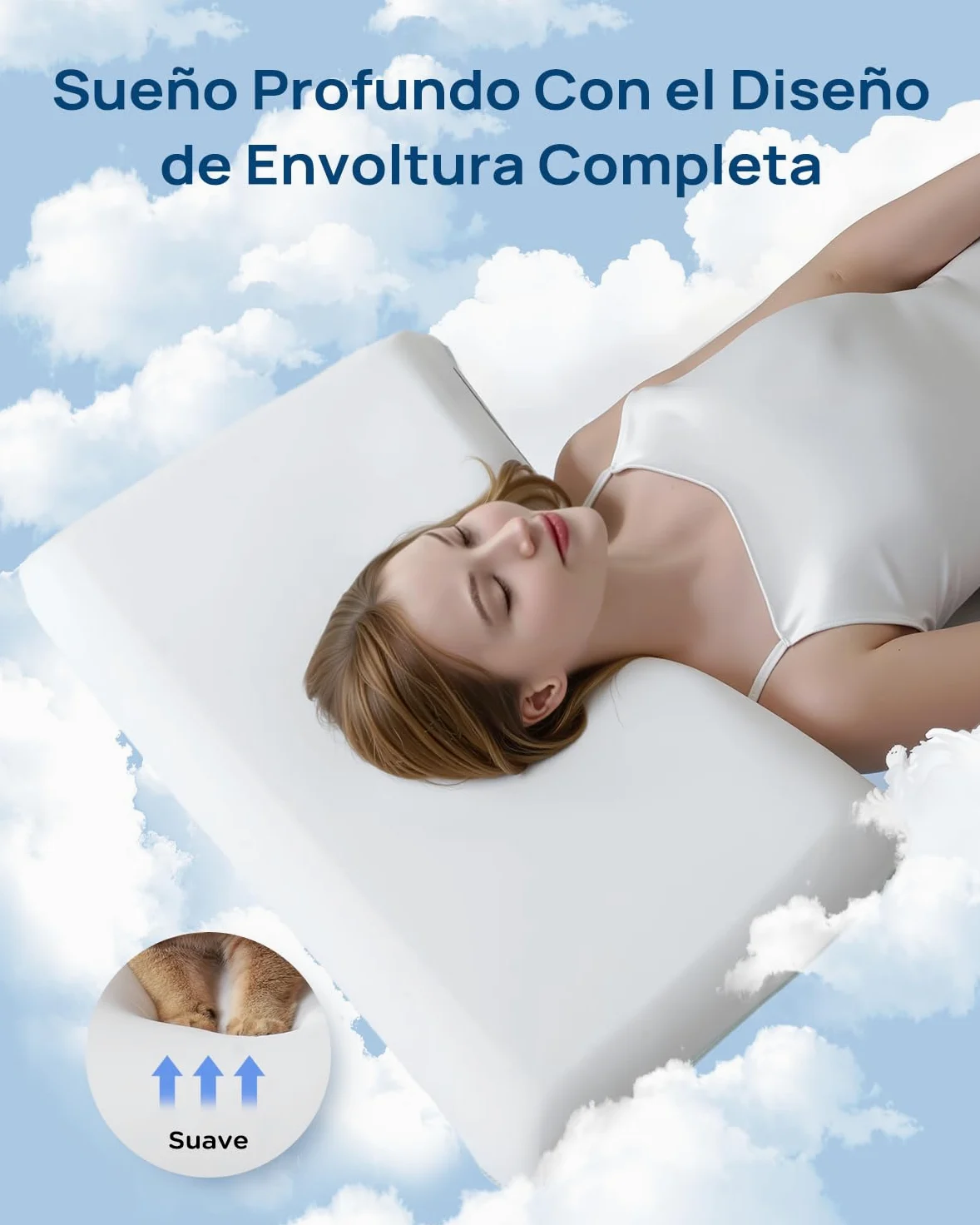 Releep - Almohada mullida refrescante, 40 x 60 cm, Almohada de Espuma con Memoria de Forma, Almohada ergonómica, reposacuello