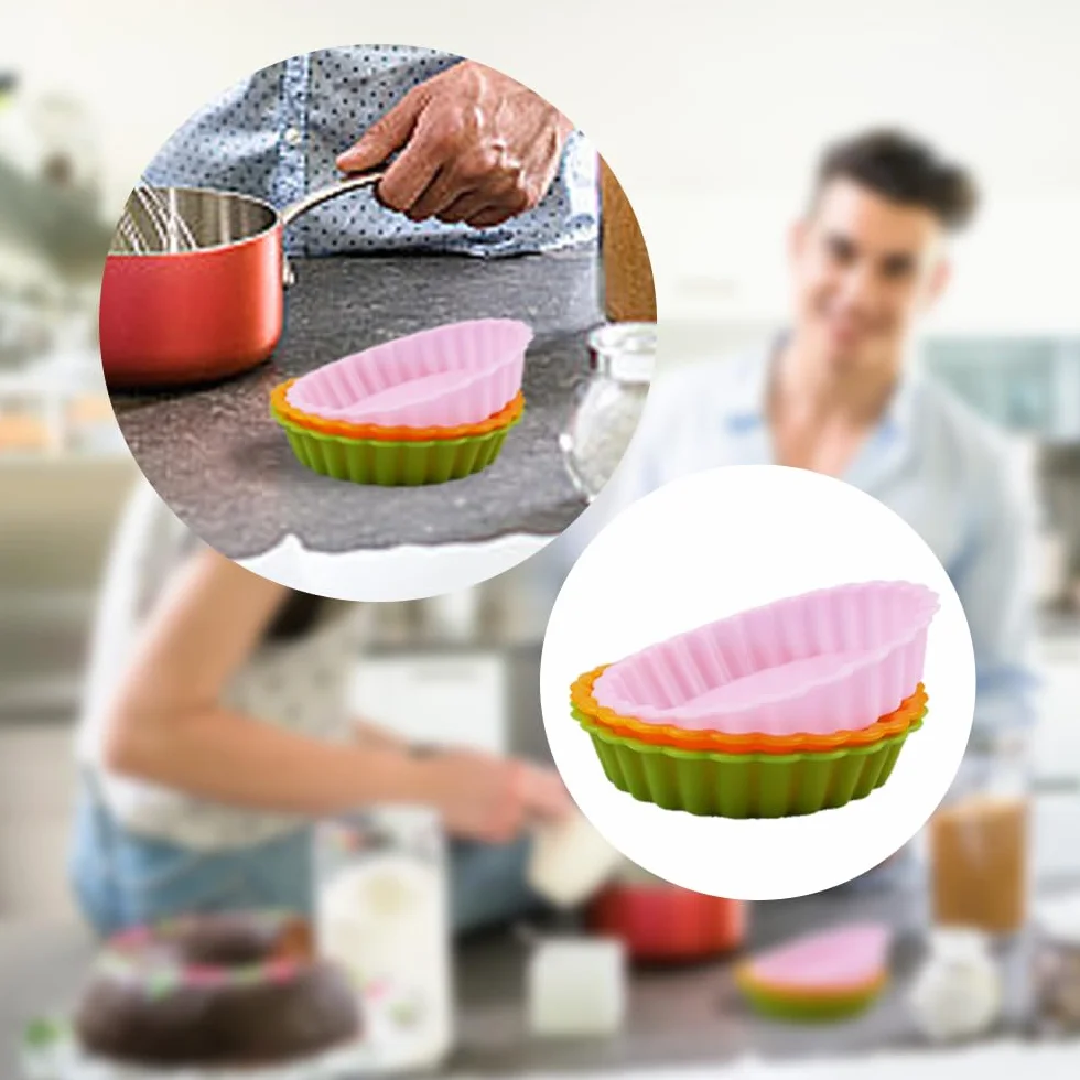12 Piezas Molde Quiche y Tarta de Silicona Antiadherente - Moldes Tartaletas para Muffin, Tarta Dulce y Pastelería