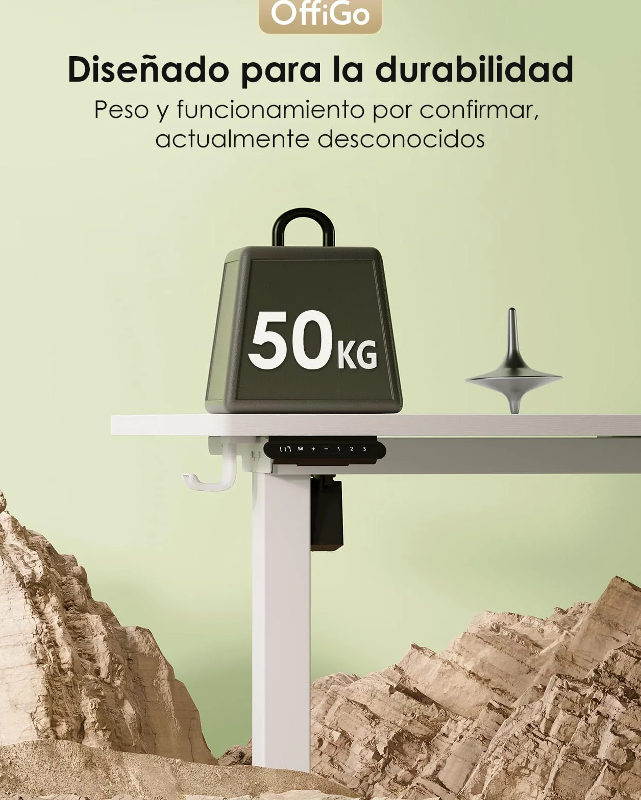 OffiGo Escritorio Elevable, 80 cm Escritorio Pequeño con 3 Memorias de Altura, Mesa Elevable Electrico para Estaciones de Trabajo en Casa, Mesa Ordenador Compacta para Espacios Pequeños, Blanco