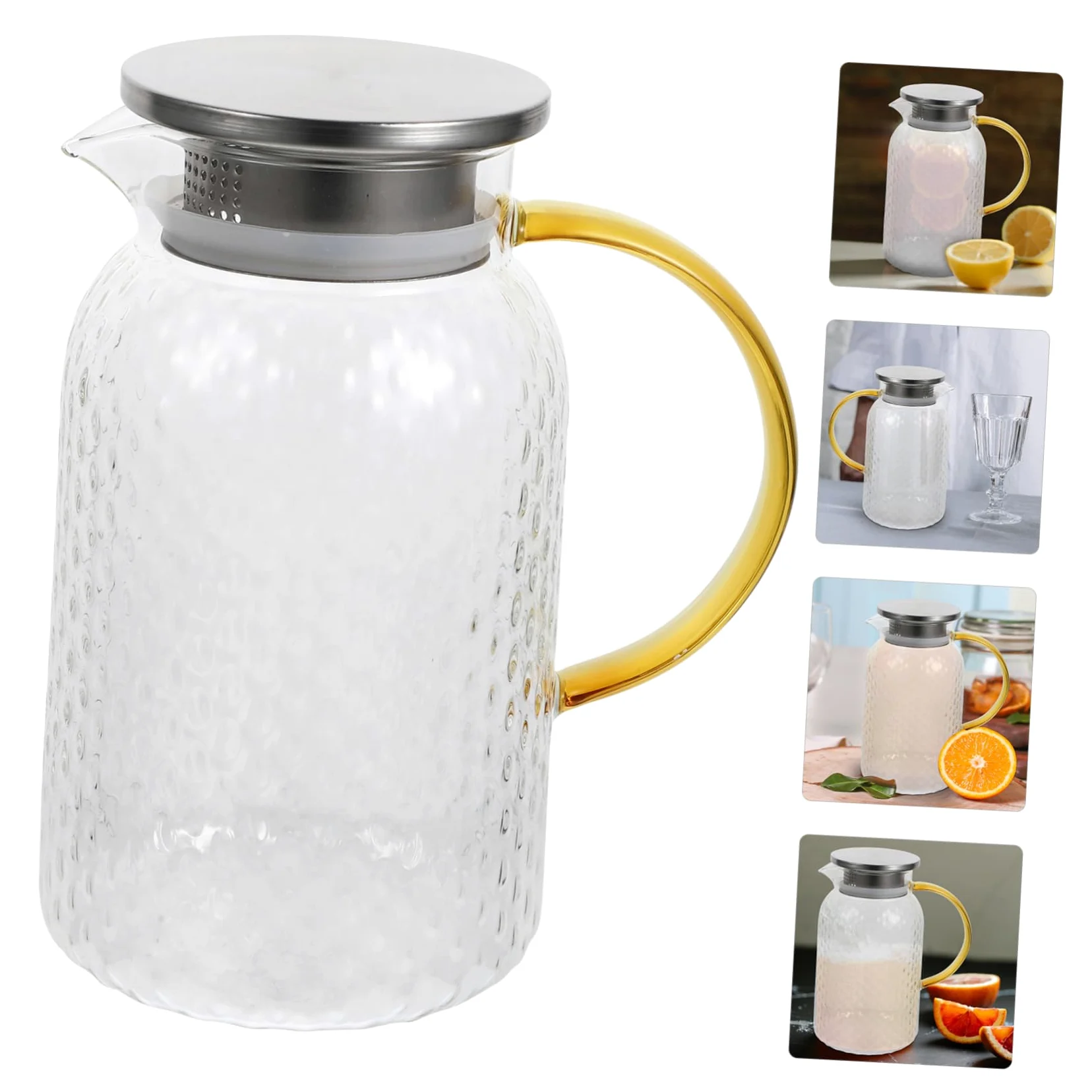 LABRIMP Jarra Vidrio de Gran Capacidad Hervidor Resistente Calor para Fría para Leche y Bebidas