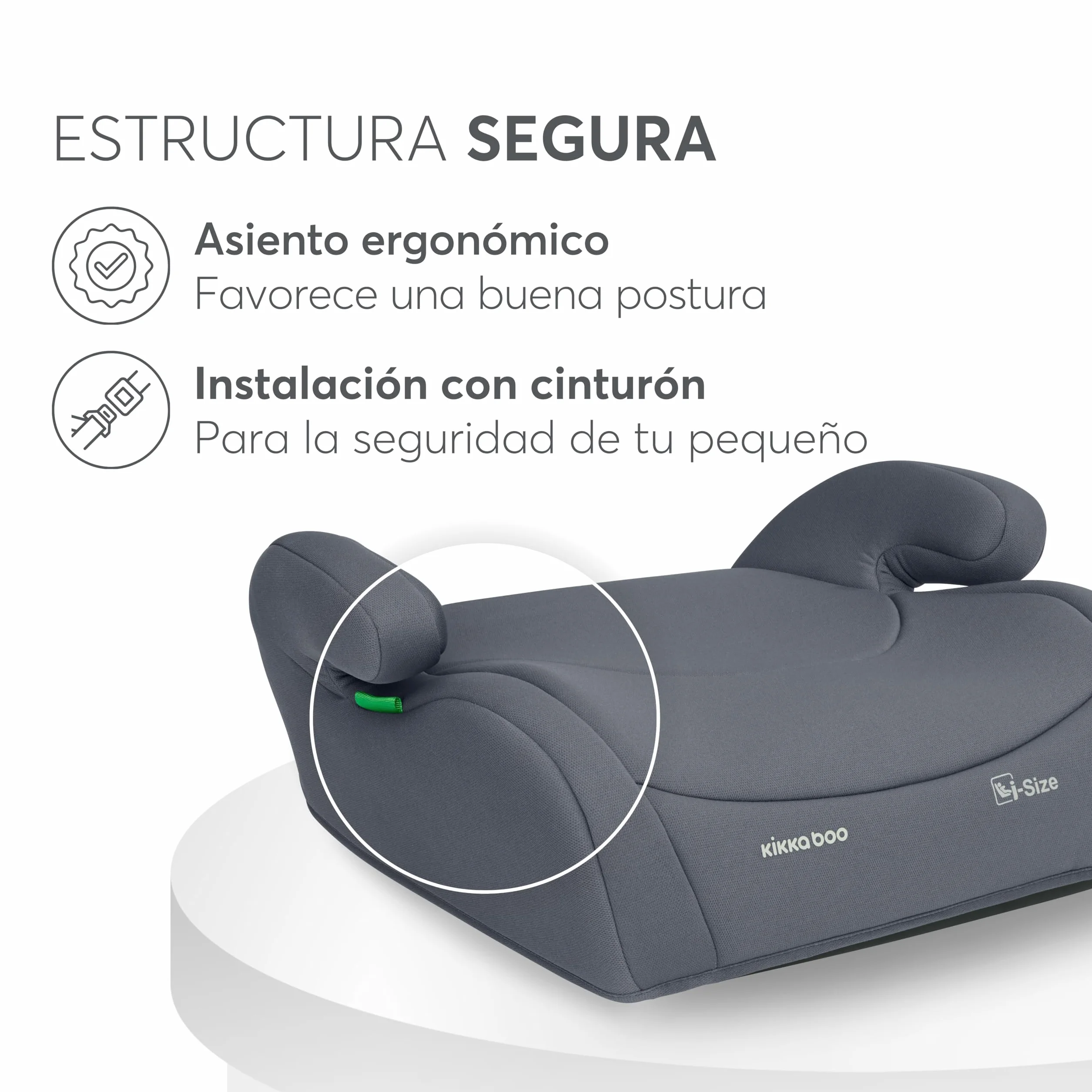 KikkaBoo Silla Coche Grupo 3 (15-36 kg, 100-150 cm) i-AID, Silla Para Niño sin ISOFIX, i-Size, De 3,5 a 12 Años, 13 Posiciones Reposacabezas, Gris
