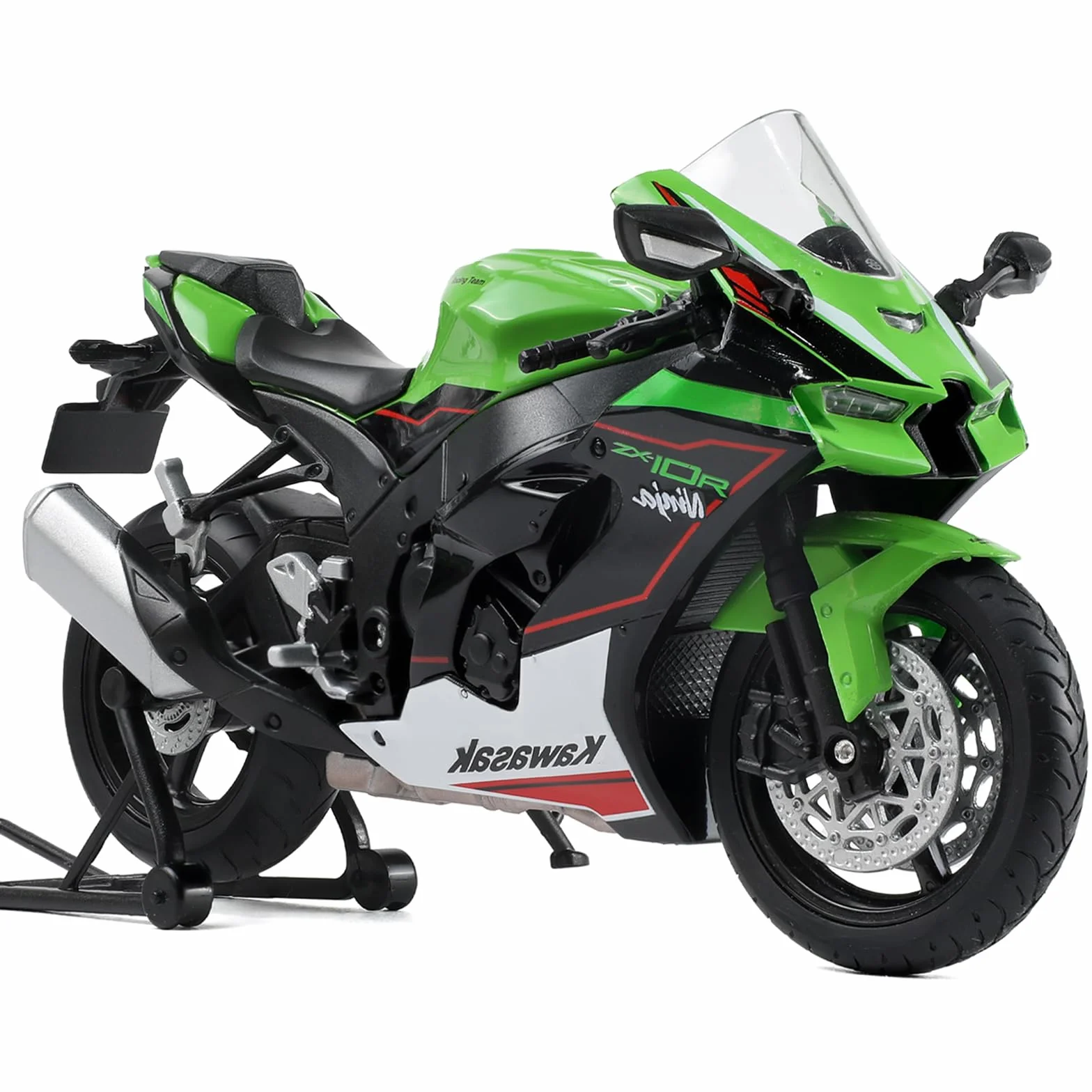 1:12 juguete de modelo de motocicleta compatible con Kawasaki Ninja ZX-10R Metal fundido a presión con modelo de motocicleta de plástico no requiere montaje, mini moto prefabricada para