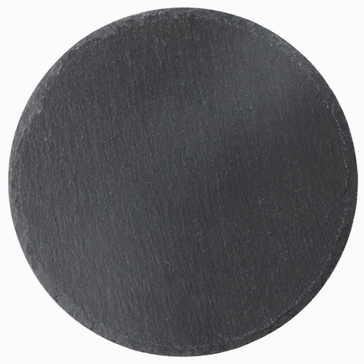 Alipis Plato de Piedra Redondo Negro para Servir y Almacenar Alimentos | Pizarra Natural, Estilo Chic Rústico Creativo, Uso en Desayuno y Bistec para Hogar y Restaurante Occidental