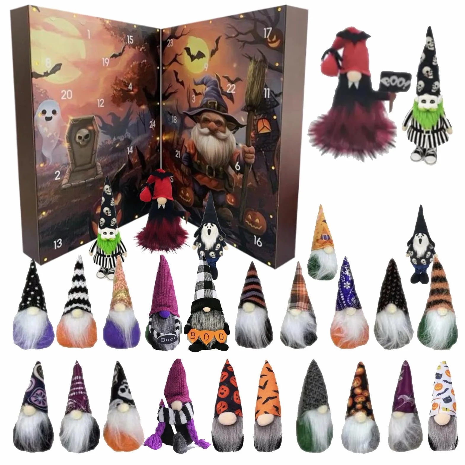 Calendario Cuenta Atrás Halloween 24 Días Figuras Coleccionables De Y | Decoración De Estante Juguetes Góticos Niños Para Adultos Y Niños Entrada Repisa Armario Vitrina
