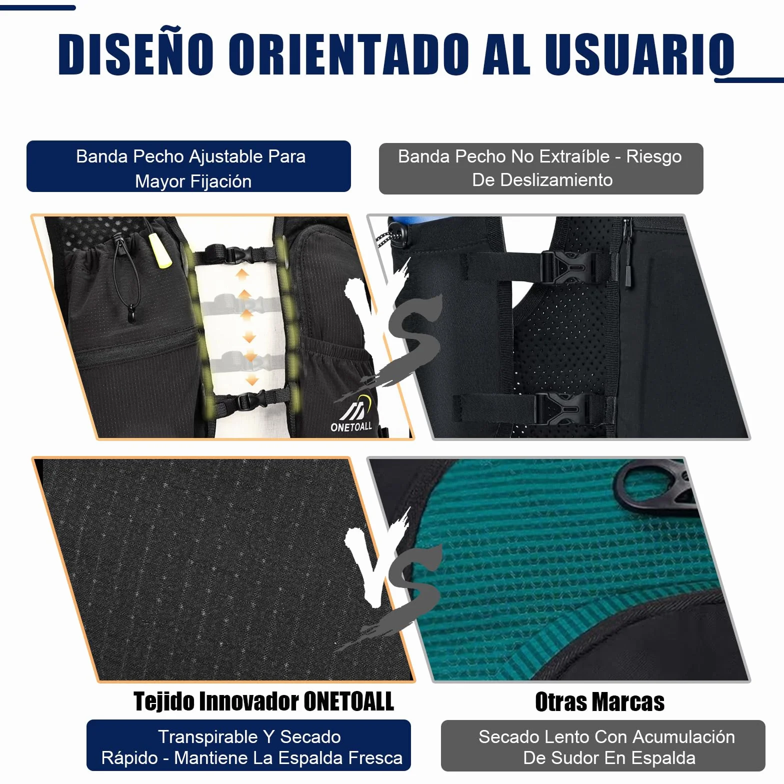 Chaleco Running Hombre Mujer Ligero Mochila Hidratacion Trail Running con Bolsa Agua 2L y Botella 500ml