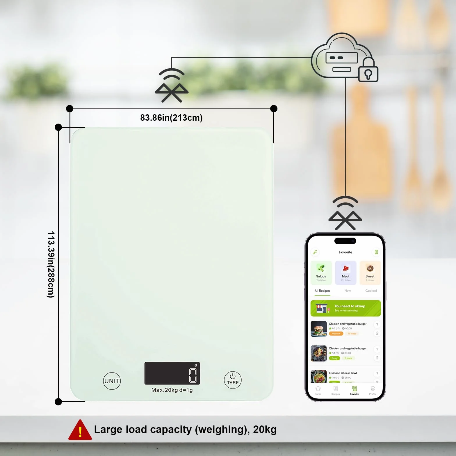 La báscula digital de alimentos de cocina puede proporcionar cocinar y pesar harina, frutas y café. Es una báscula digital electrónica inteligente que se puede conectar a una aplicación