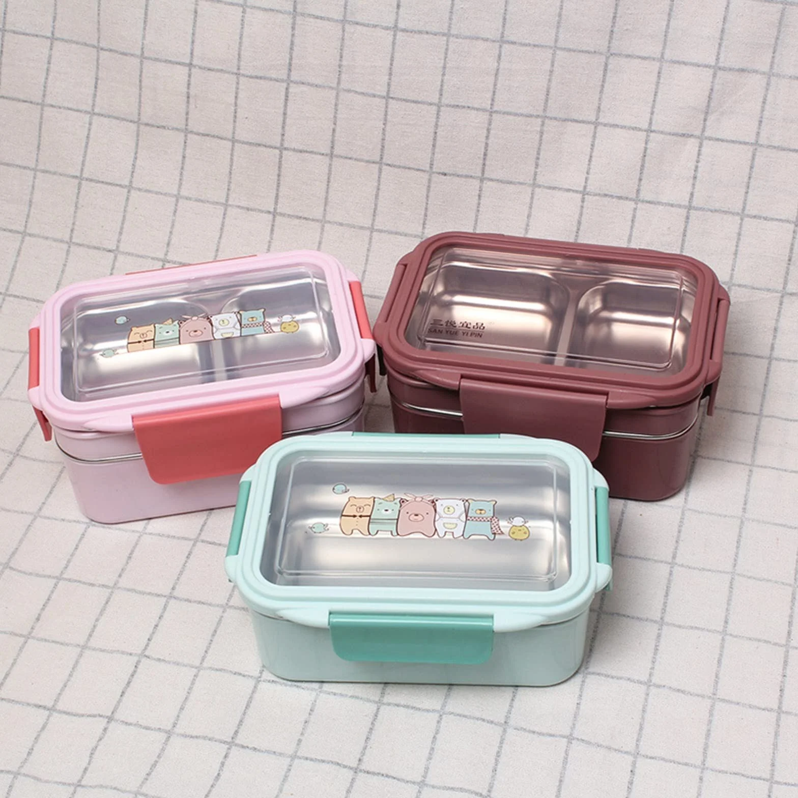 Cajas Bento fiambrera térmica caja de mantenimiento fresco for adolescentes trabajador oficina almuerzo empaquetado portátil for comida trabajo(2 Layer Khaki)