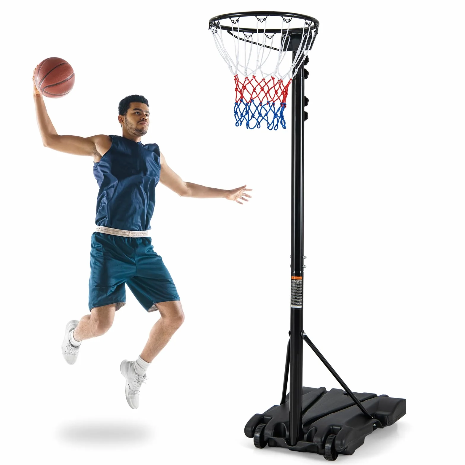 COSTWAY Canasta Baloncesto Exterior Altura Ajustable 2.6-3.5 m Móvil con Ruedas Aro Baloncesto Niños Adultos