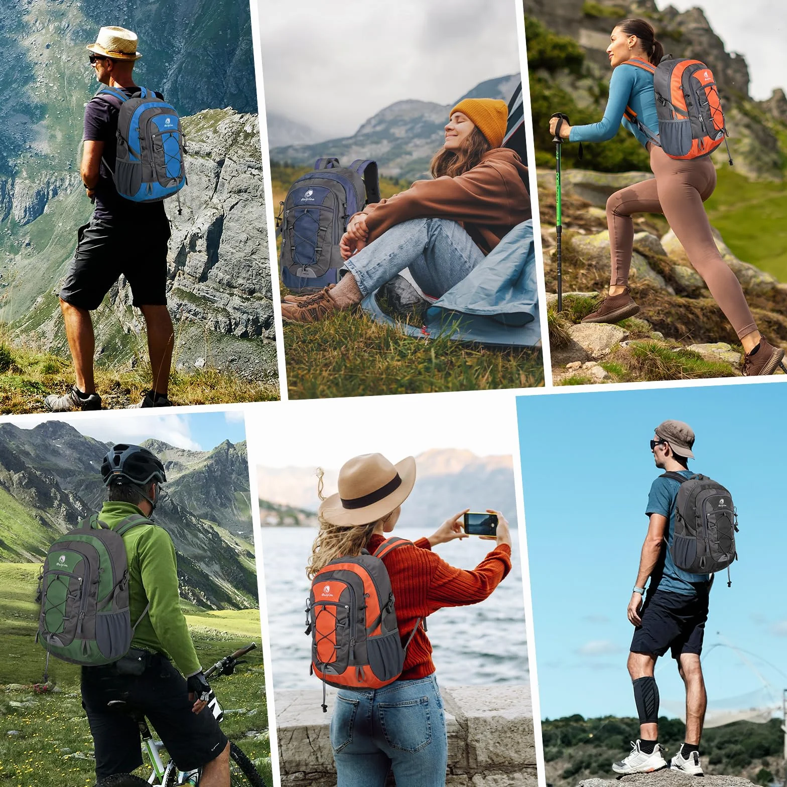 Mochila Senderismo 25L Impermeable Cubierta Lluvia Ultraligera Montaña Camping Verde