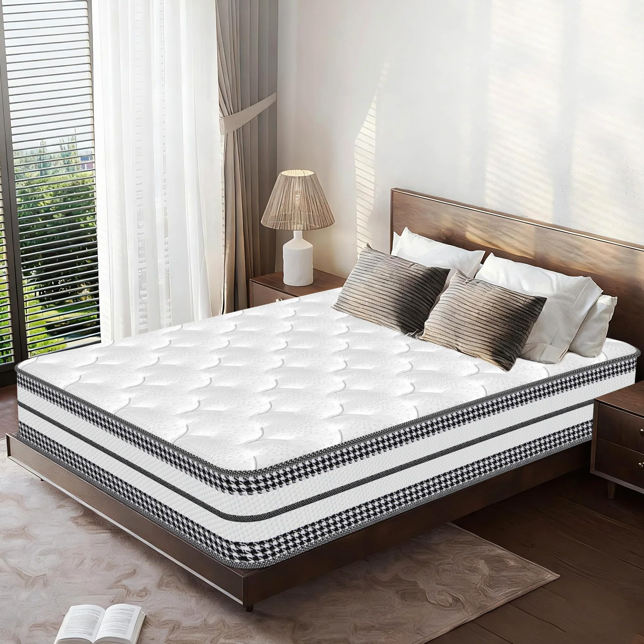 Colchón 90x200 cm Individual, Altura 26cm, colchón Espuma de Memoria, Híbrido Muelles Ensacados, Ergonómico Firmeza Media H3, Transpirable, Antibacteriano, Hipoalergénico, Certificado Oeko-Tex