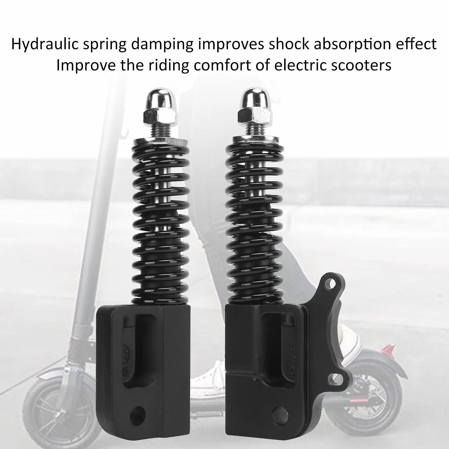 Scooter Eléctrico de 10 Pulgadas Horquilla Delantera Resorte Hidráulico Amortiguador Suspensión Amortiguadores de Vibración de Acero Inoxidable Par Negro Izquierdo y Derecho
