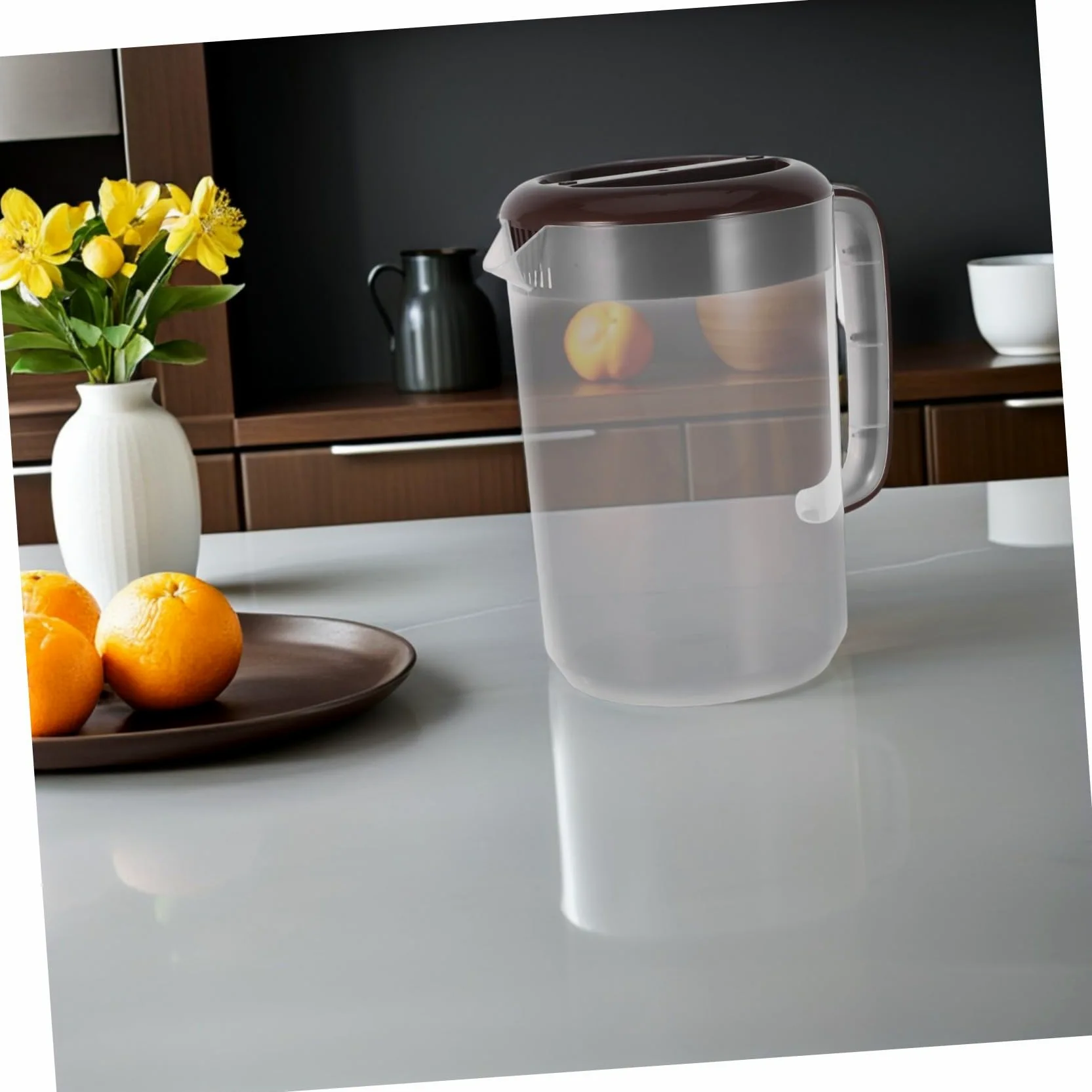 SHINEOFI Jarra de Agua Grande con Tapa Jarra de Jugo de PP Reforzado Resistente con Escala de Medición para Bebidas Frías para Casa y Refrigerador