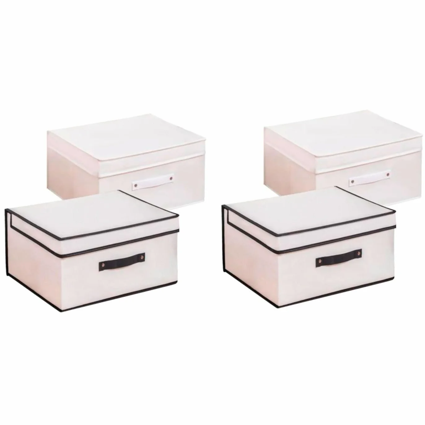 AC - Pack de 4 organizadores Rectangulares de Tela con asa - Cajón Plegable de Peva - Ordenación, Ropa - Fácil de limpiar, antipolvo, antihumedad - 60 x 40 x 30 cm - Color Aleatorio
