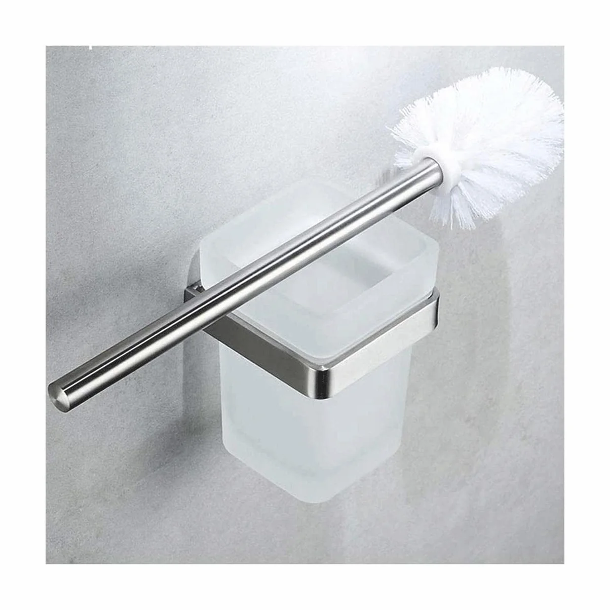 Cepillo de baño Soporte de escobilla de Inodoro de Montaje en Pared, escobilla de Inodoro de Vidrio Creativa, depurador de Inodoro Que Ahorra Espacio con Cabeza de escobilla de plástico Limpia