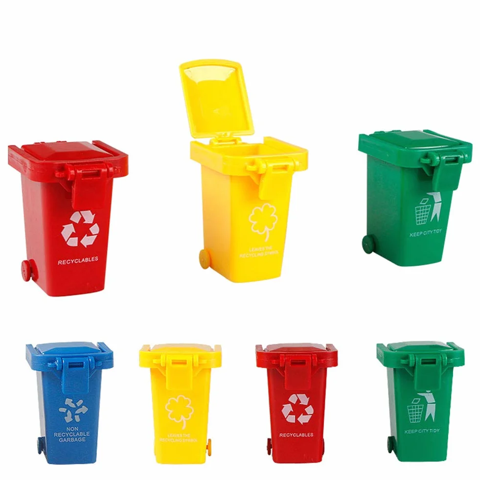 Juego de 4 Cubos de Basura Pequeños Multicolor para Niños Rojo Azul Verde